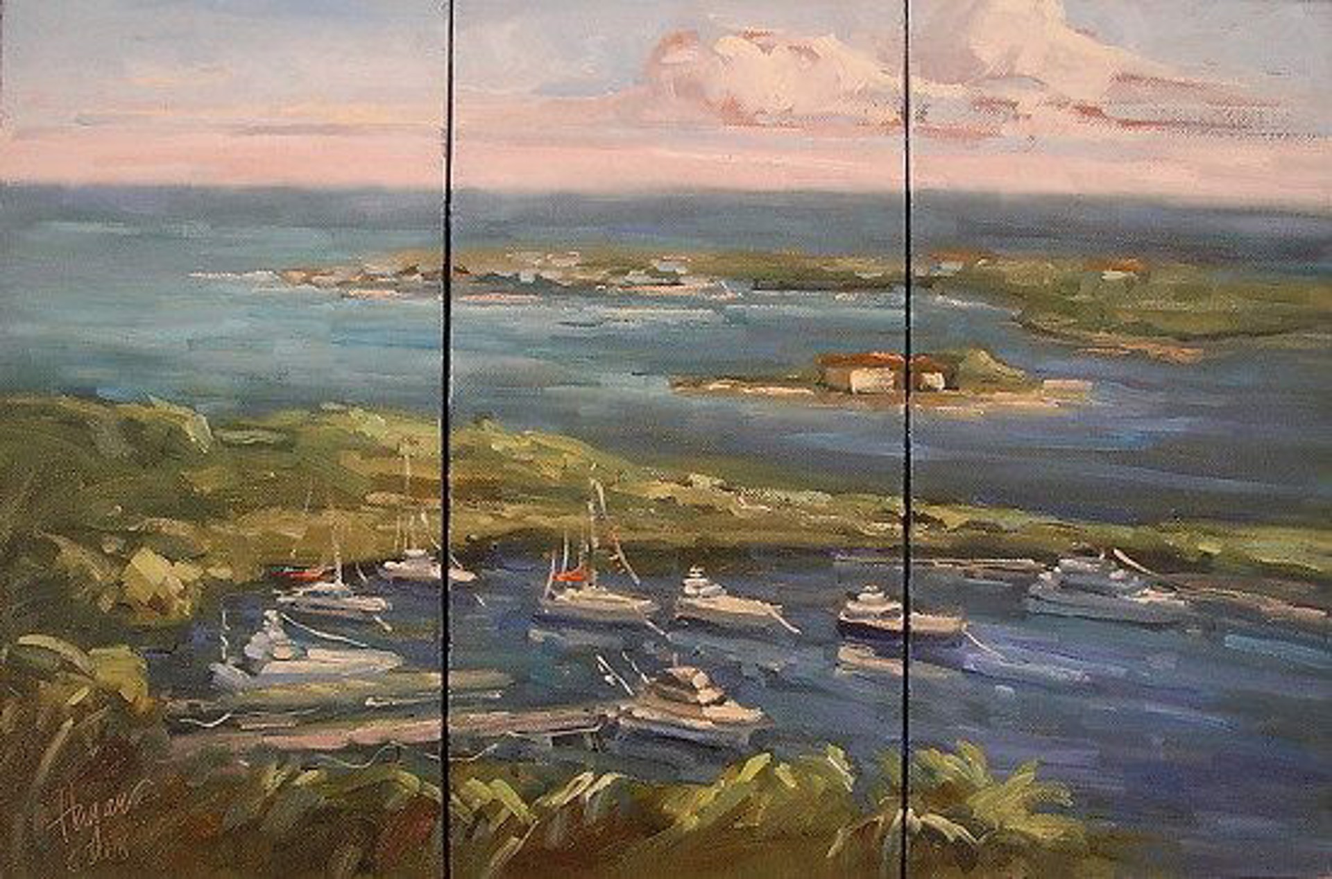 The View from Hope Town Light House (Triptych) by Karen Hewitt Hagan