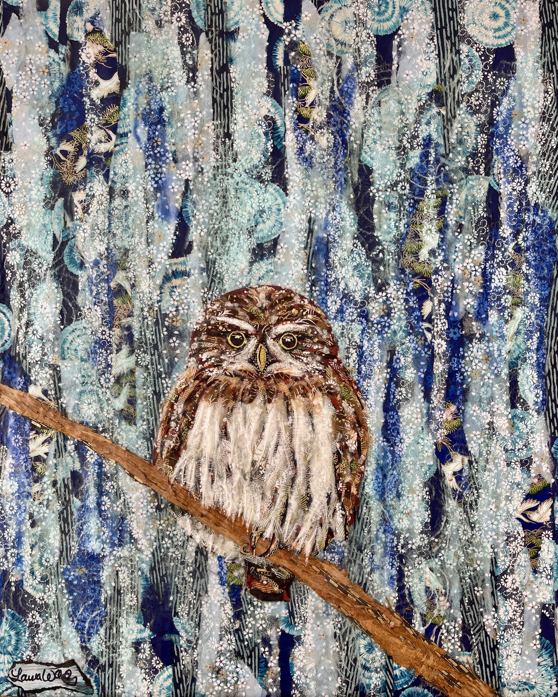 Pygmy Owl in Winter by Laura Adams