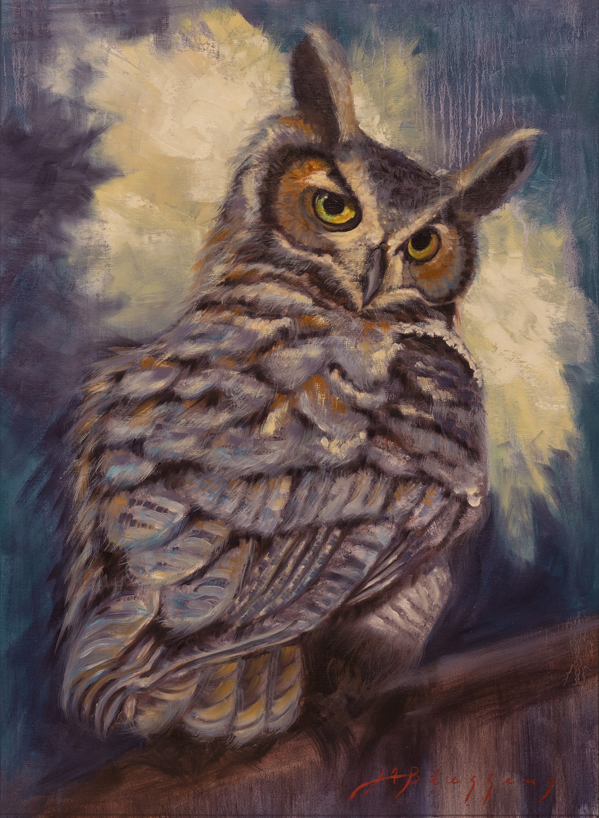 Large Owl Portrait Painted By Meagan Blessing