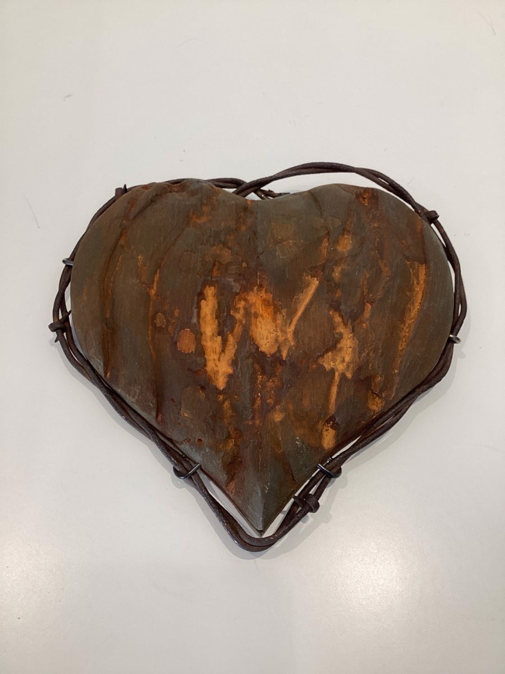 Wire-banded Pine Heart by Mel Johnson