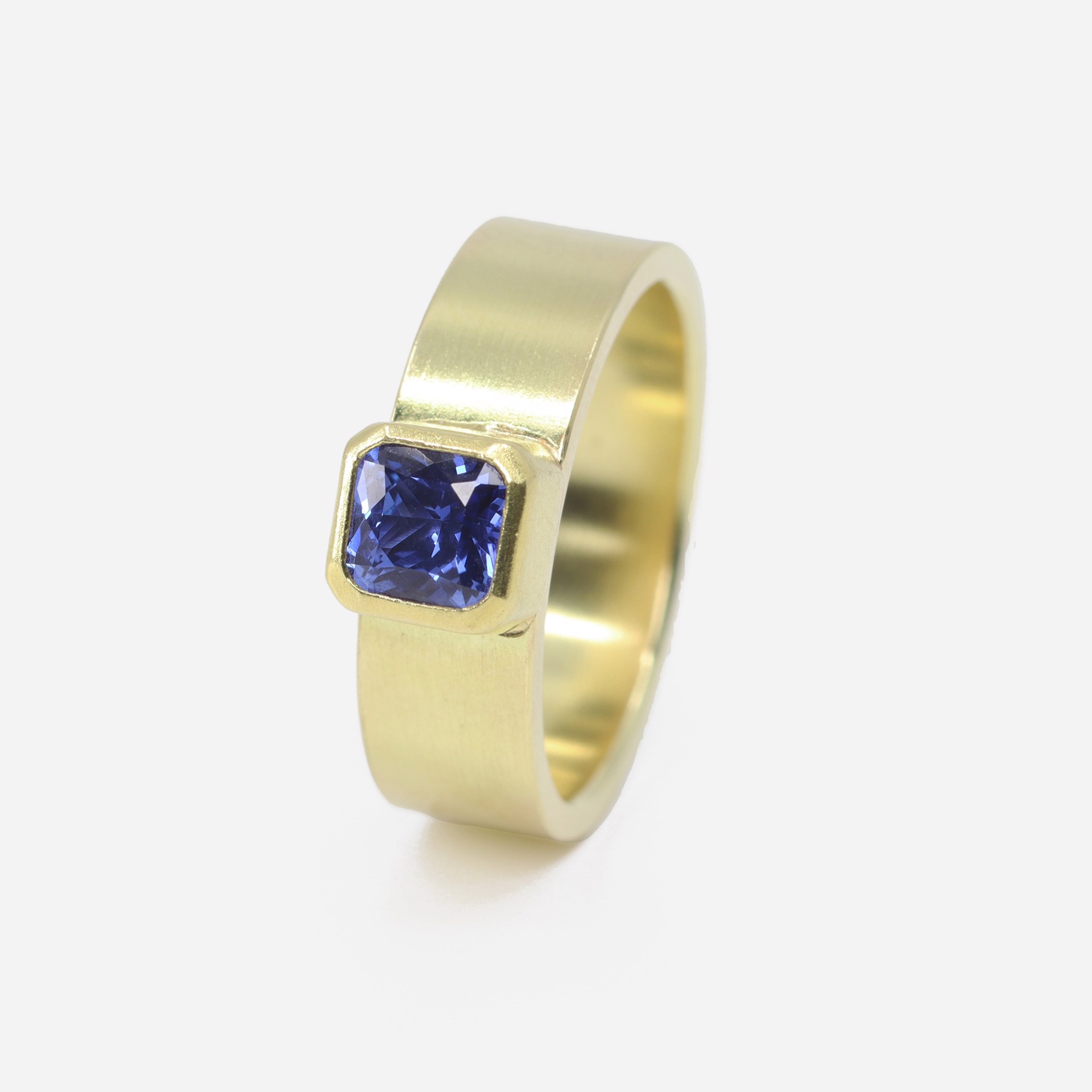 Sapphire Square Wide Band Ring by Sam Woehrmann