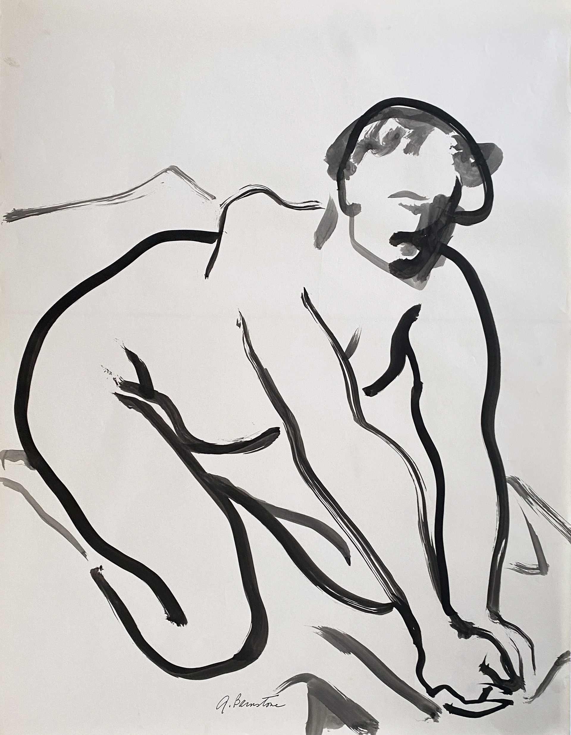 Crouching Nude with Arms in Front by Gertrude Barnstone