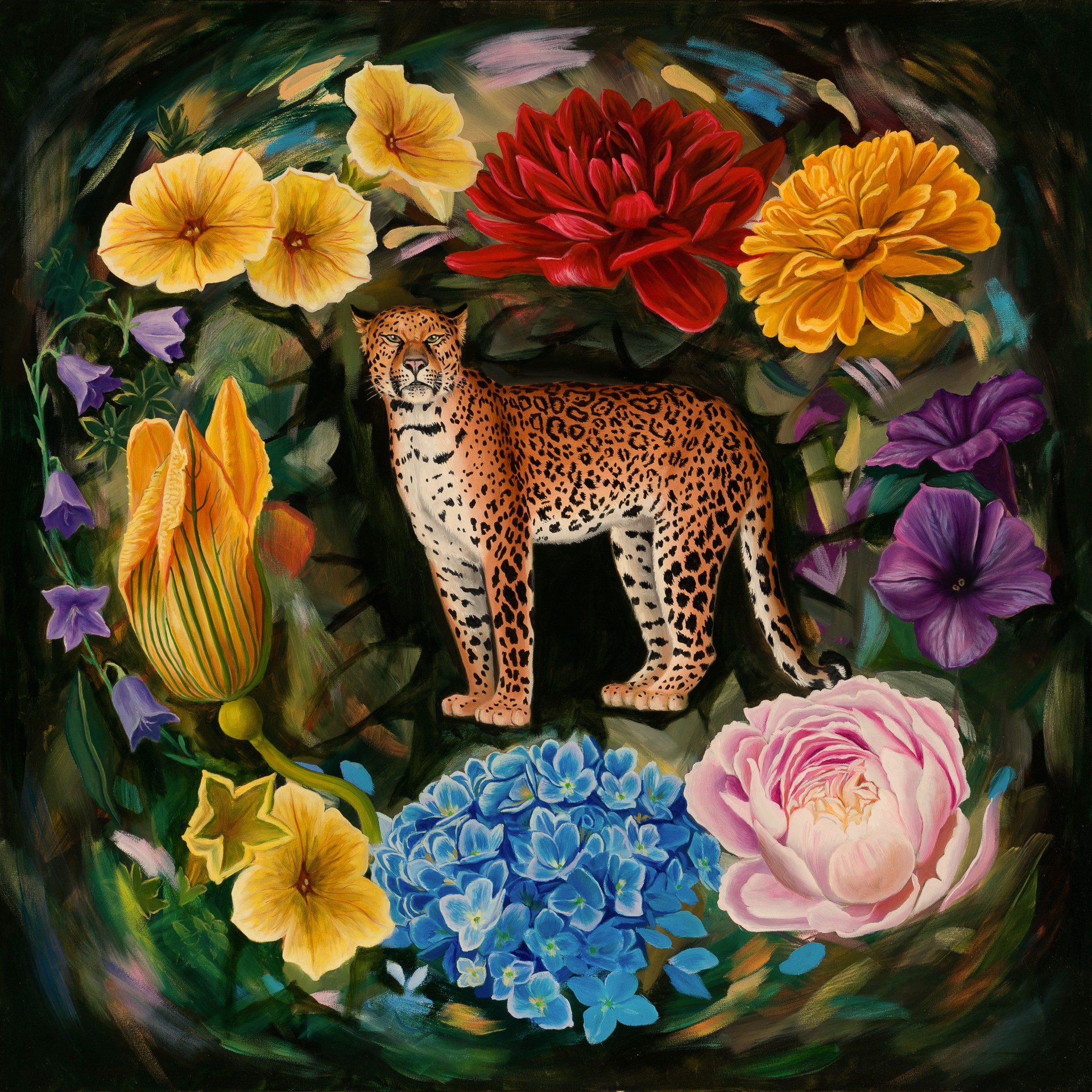 Circle of Petals with Leopard by Robin Hextrum
