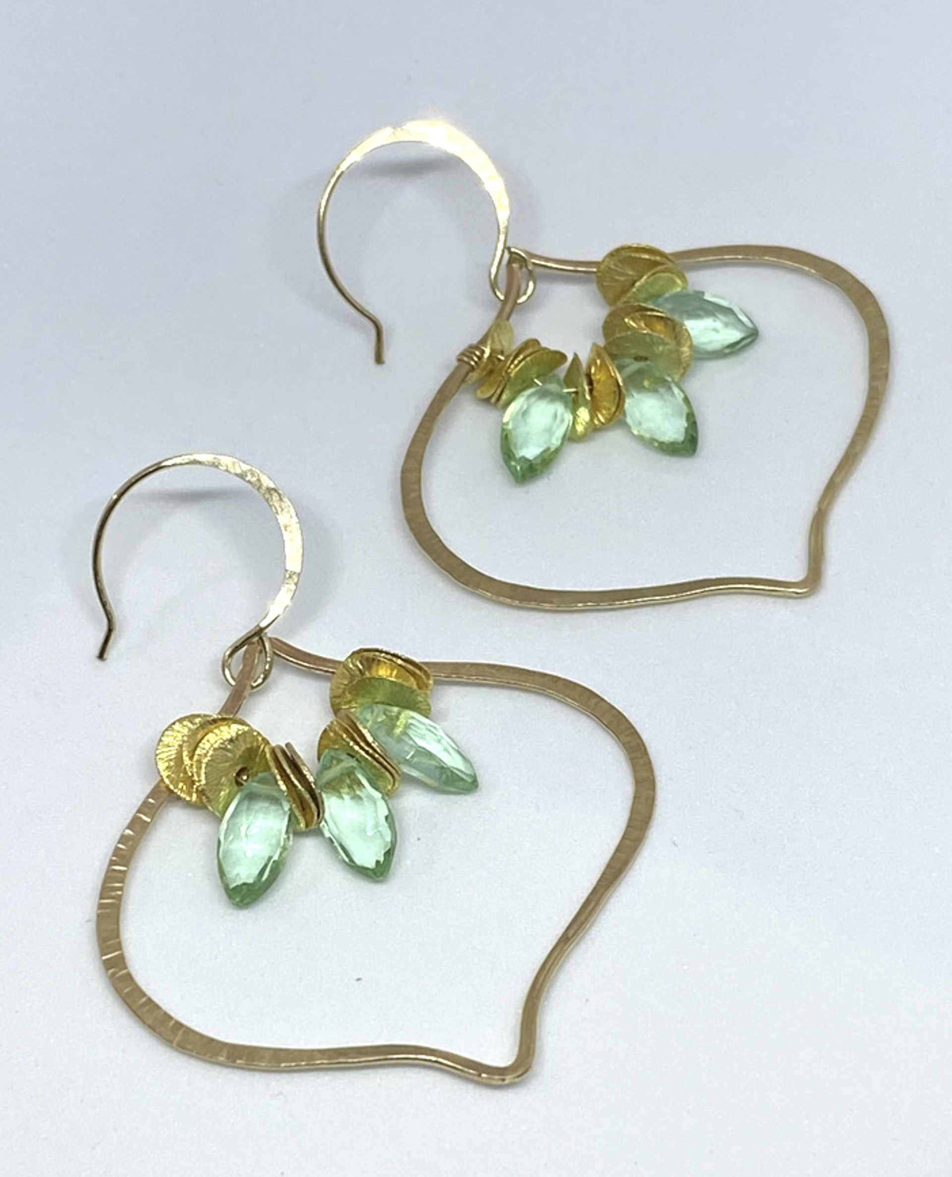 Fluorite Quartz Pointed Teardrop Earrings by MikaHawaii