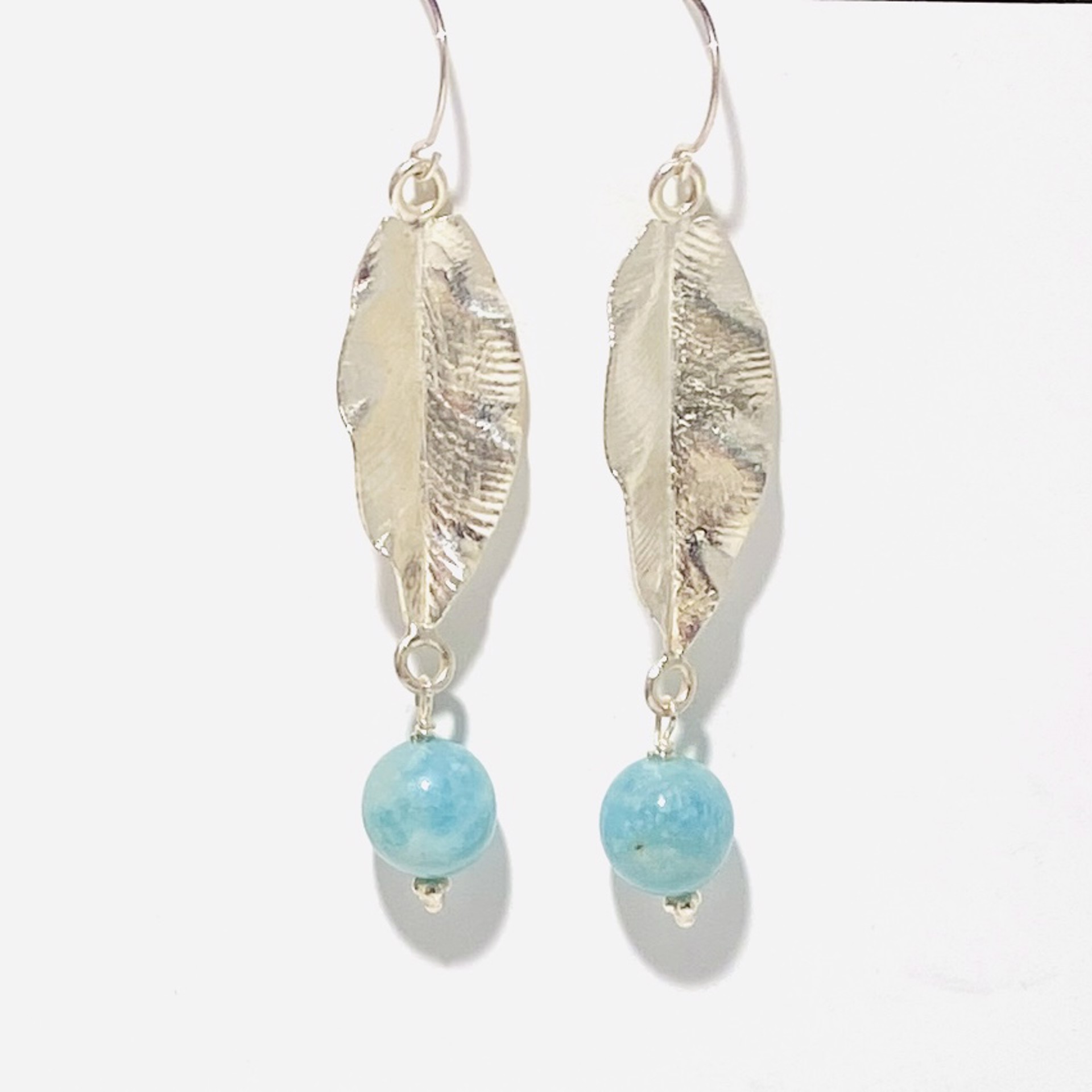 Sterling Leaf, Amazonite Earrings LR23-11 by Legare Riano