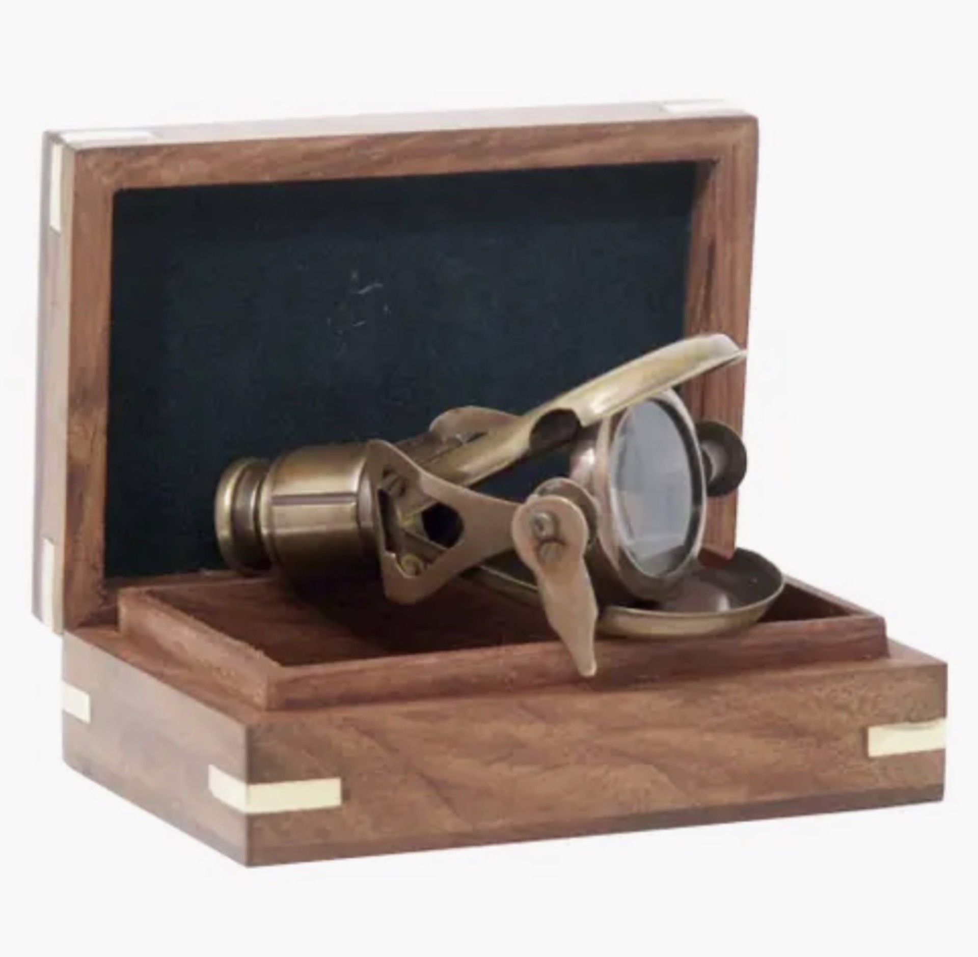 Handheld Brass Telescope in 4'' Wooden Box by Anticus Design Team