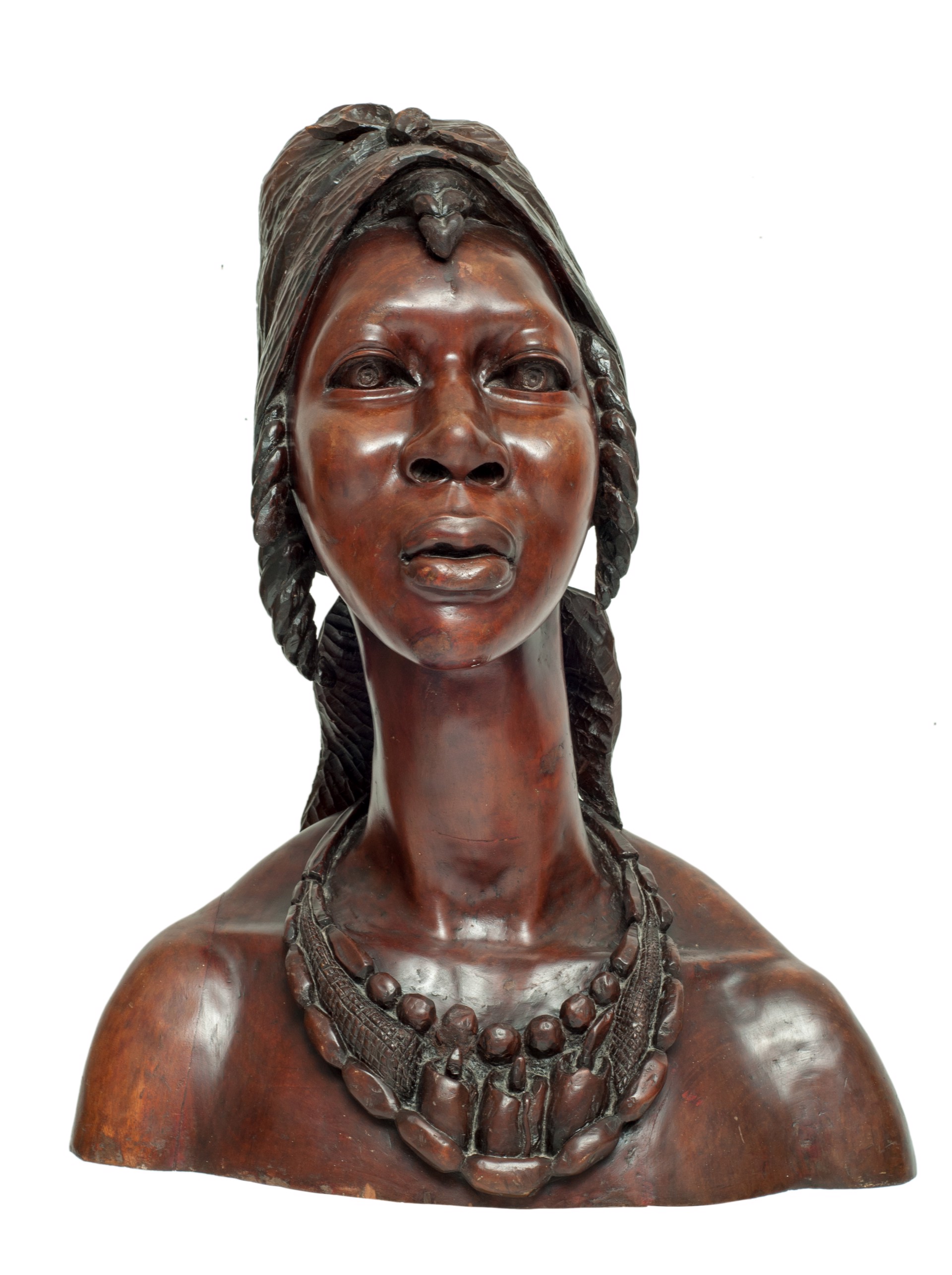 Bust Female Figure With Necklace #5-1-11GSN by Joseph & Jean-Baptiste Maurice (Haitian, 1932-Joseph died in 1977)