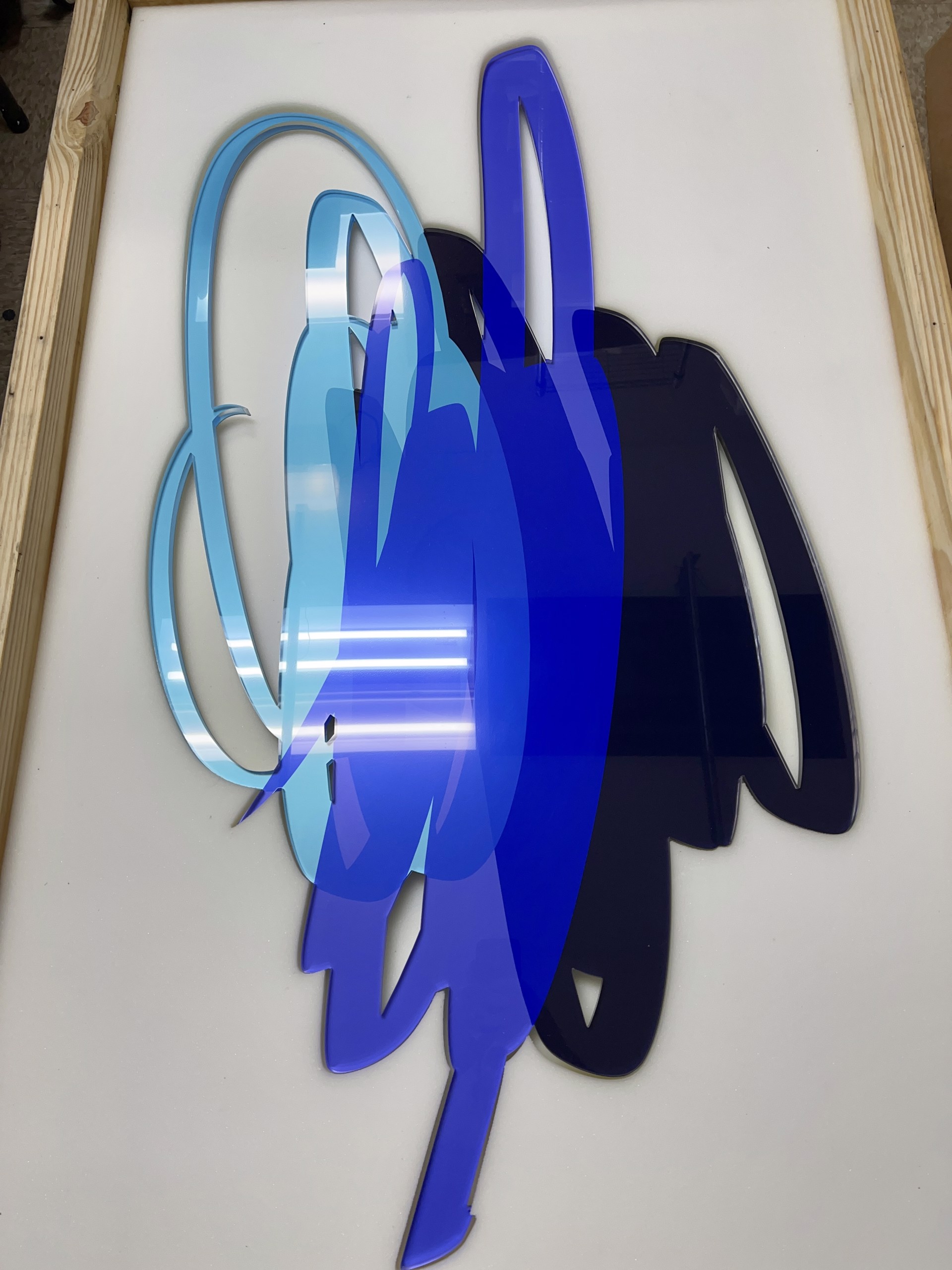 Triple Scribble, Blue, Photo mounted laser cut acrylic by Ryan Coleman