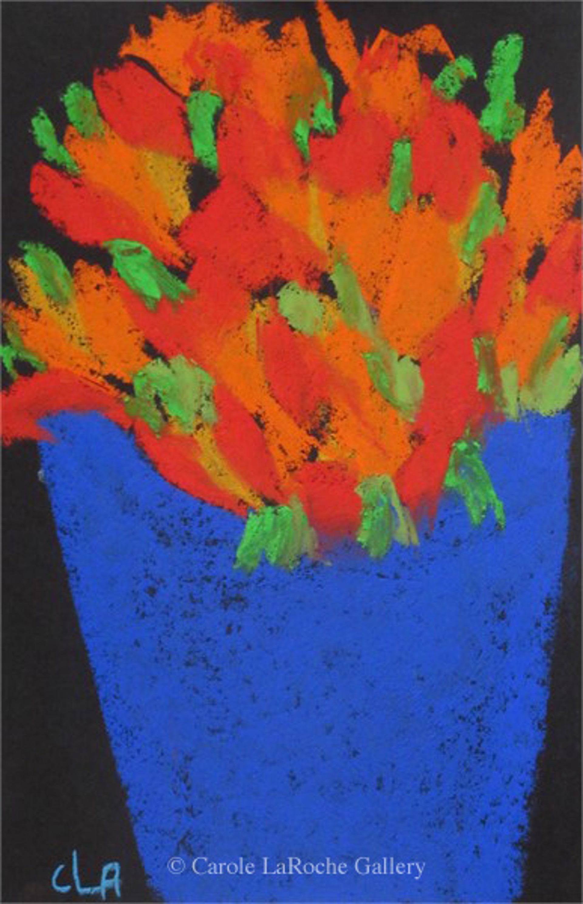 FLOWERS IN BLUE VASE by Carole LaRoche
