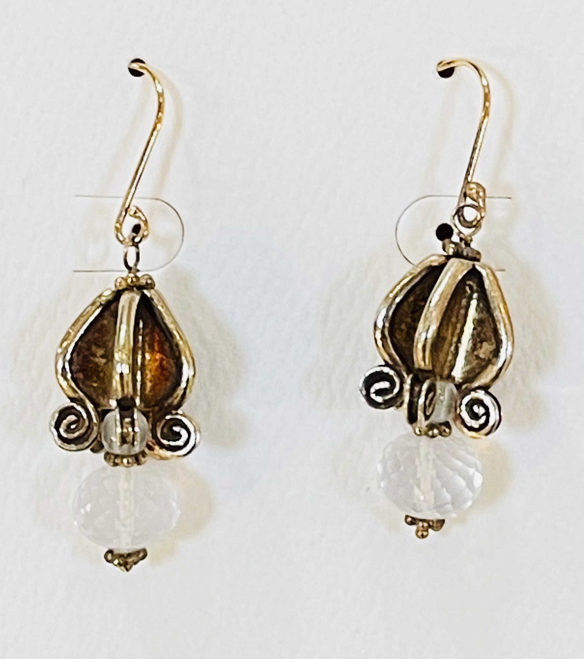 Earrings - Iced Crystal Quartz And Gold Vermeil by Bonnie Jaus