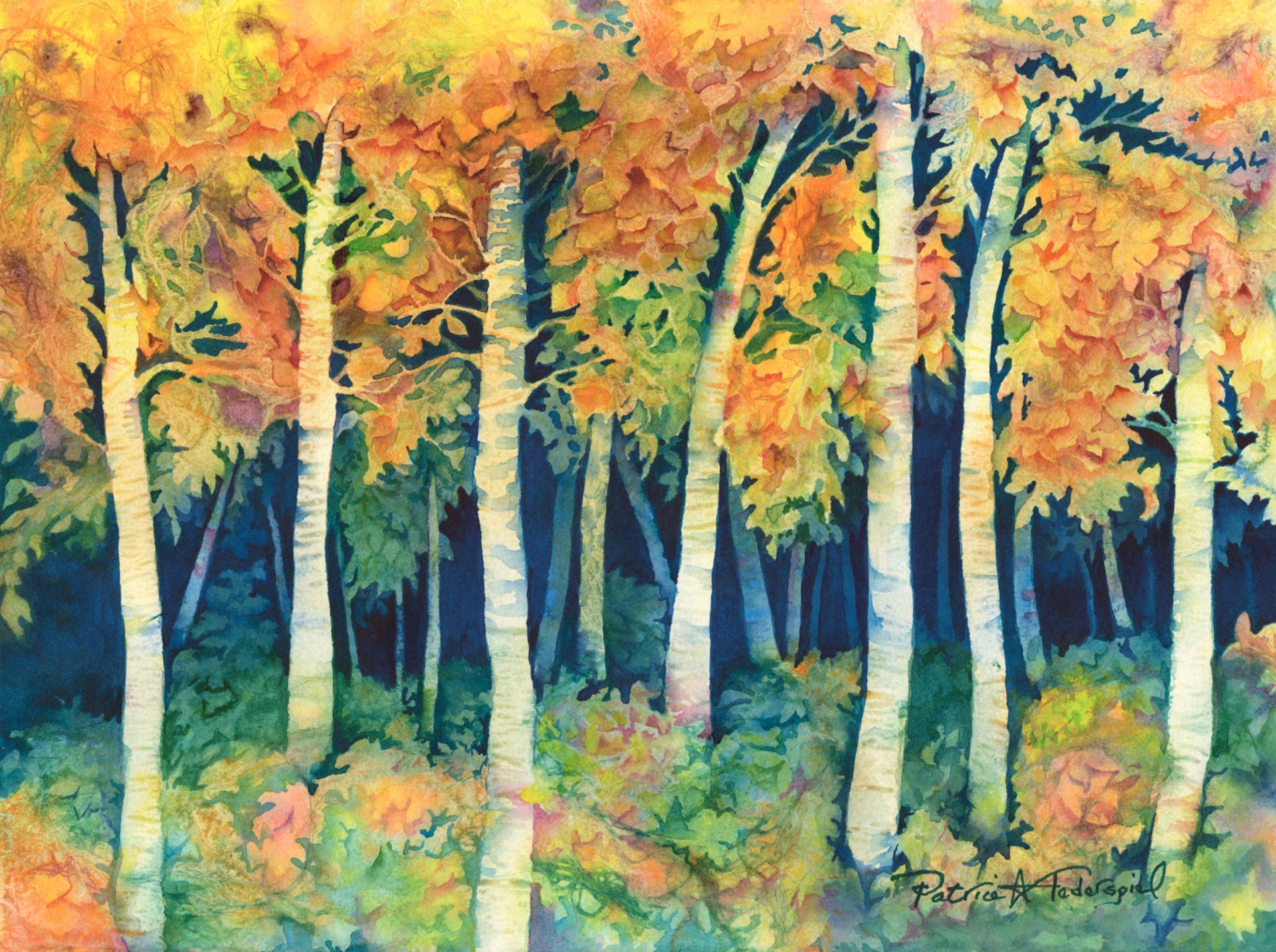Aspen Grove in Autumn by Patrice Ann Federspiel