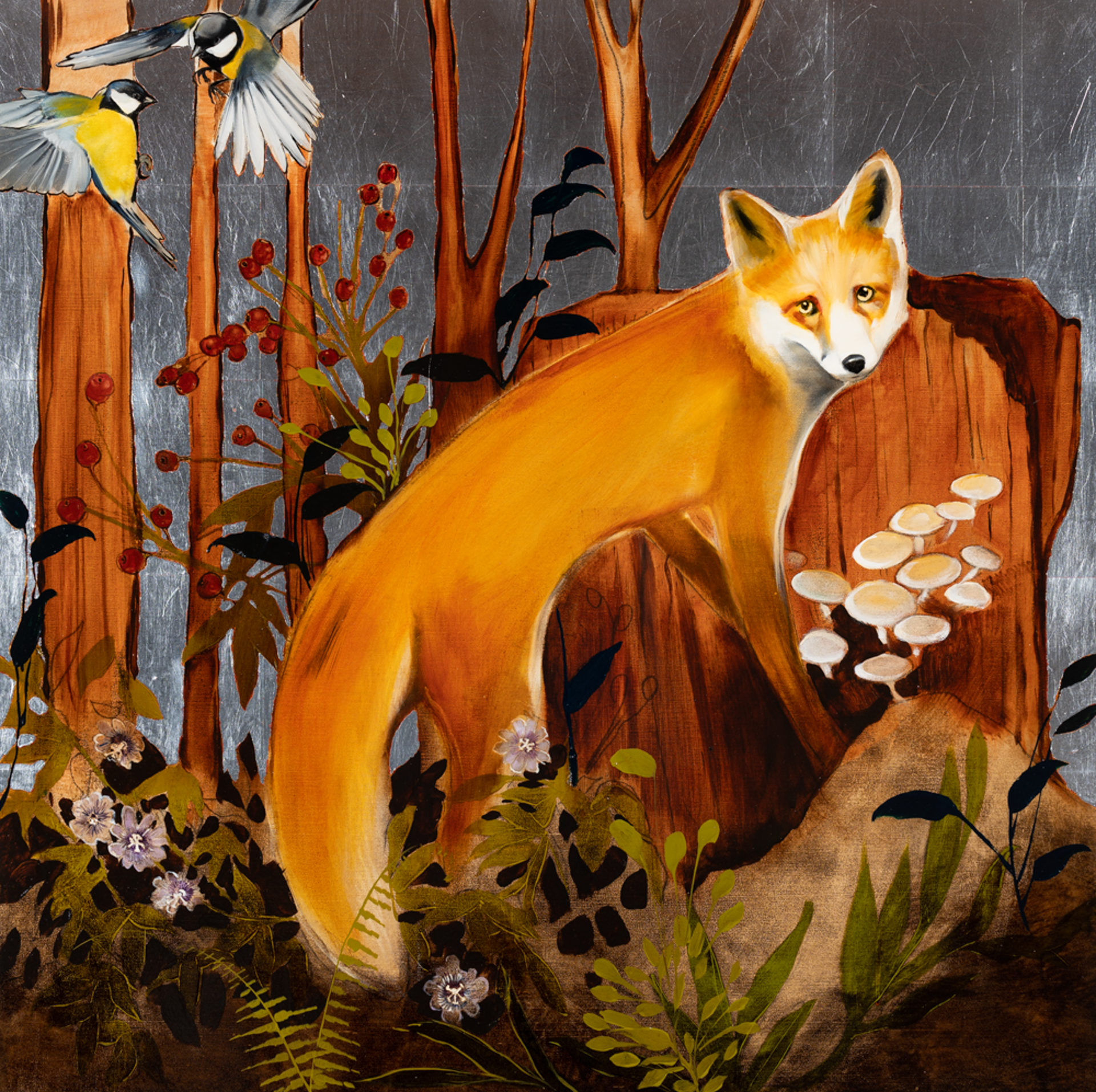 Fox on Silver by Joseph Bradley