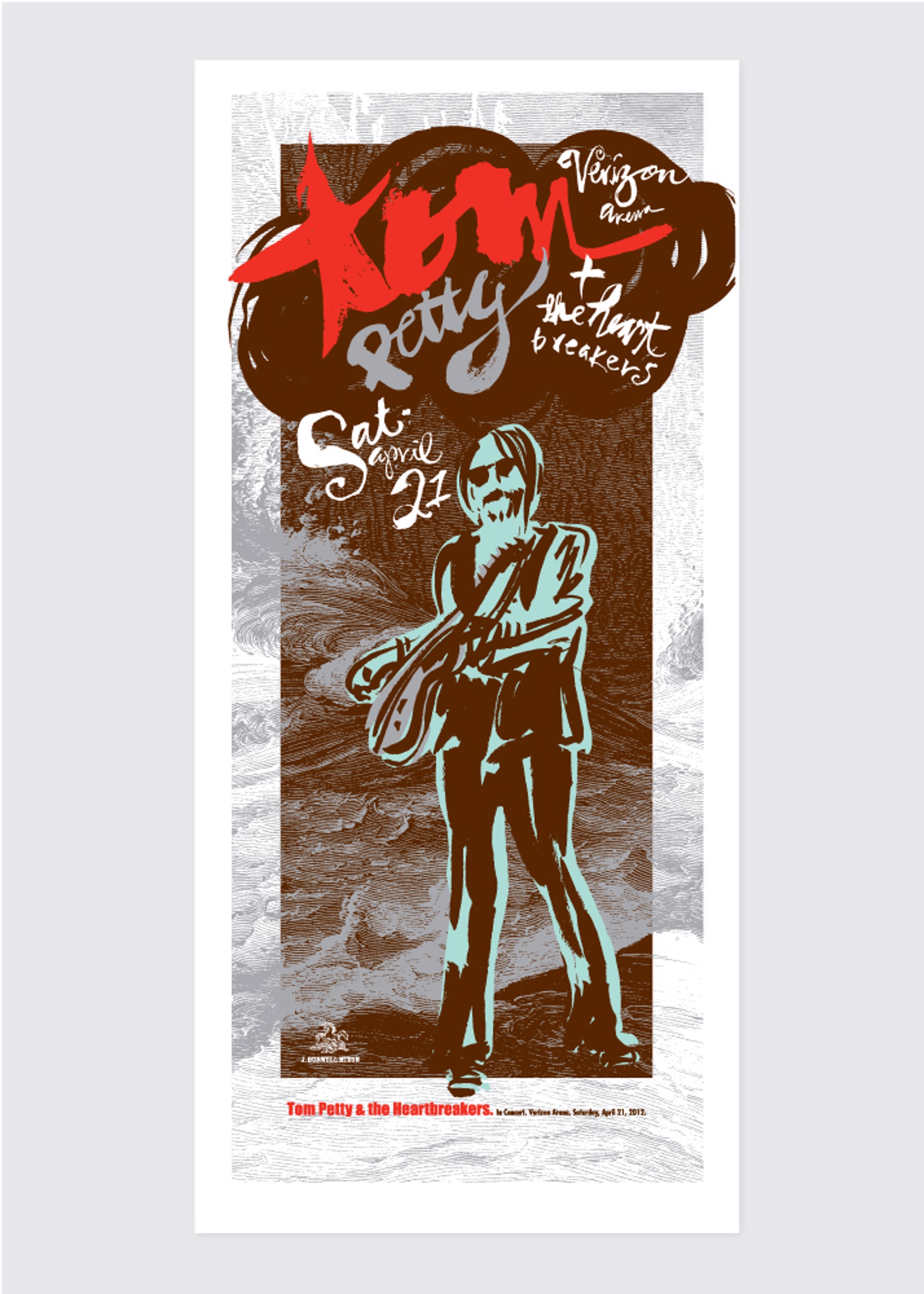 Tom Petty Concert Poster 2012 by Jamie Burwell Mixon