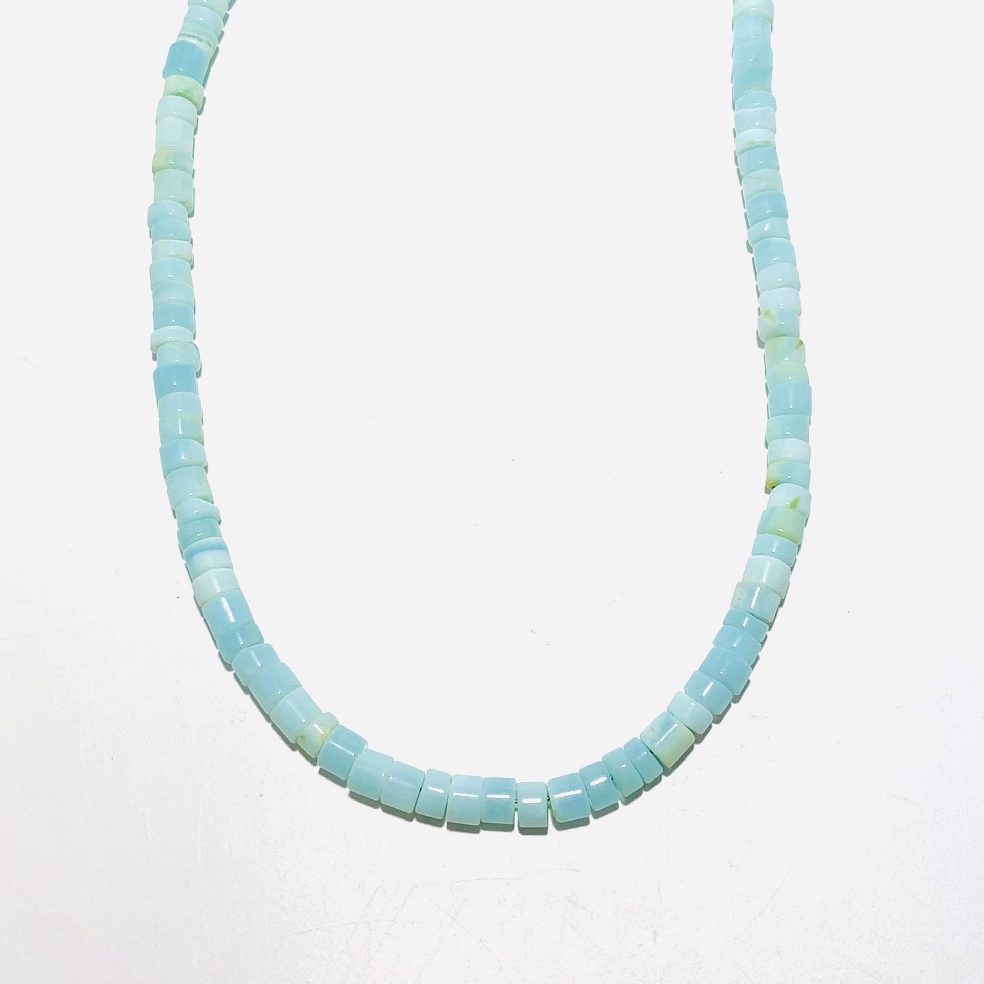 Barrel Shape Peruvian Opal Bead Necklace by Nance Trueworthy