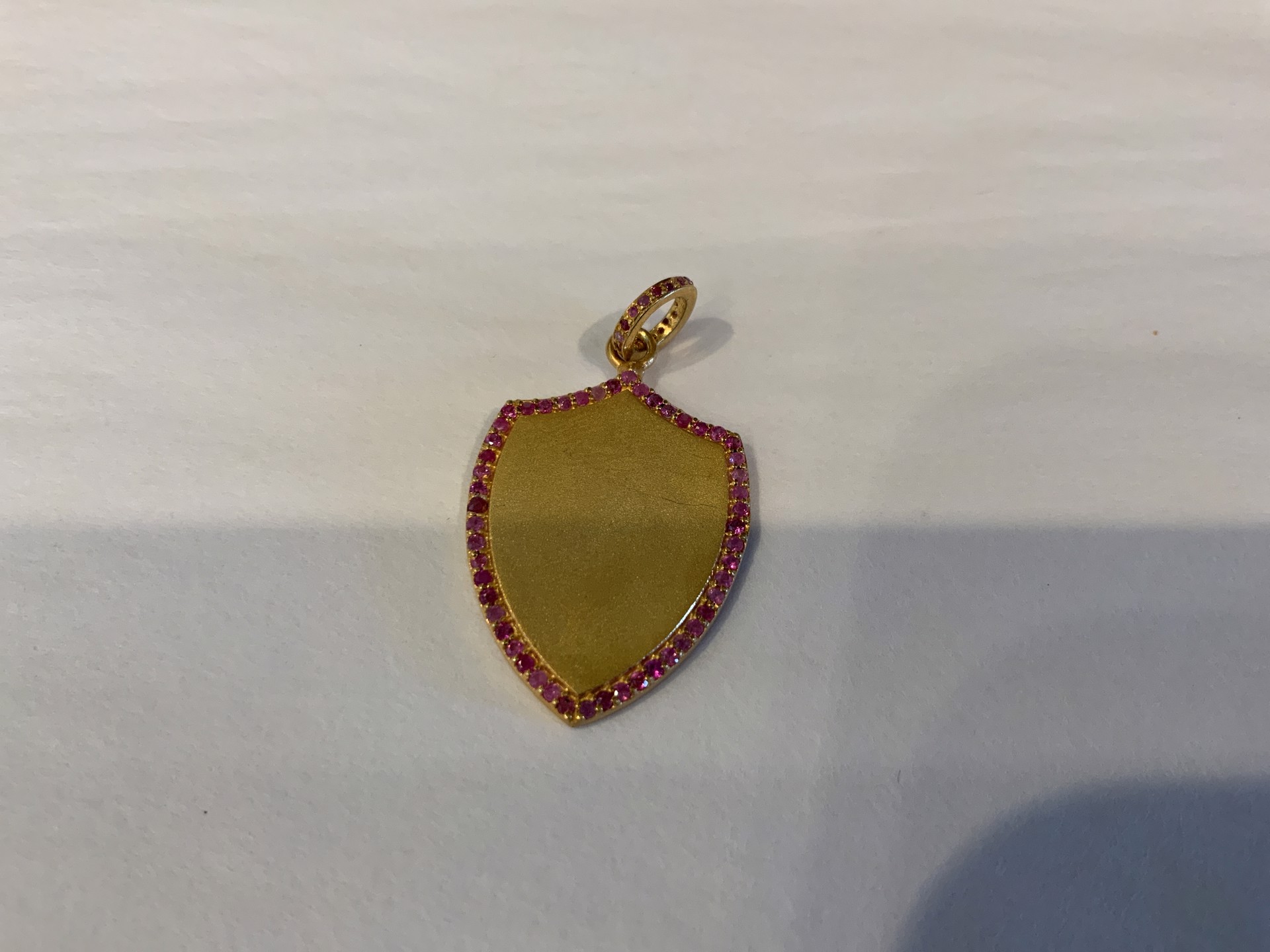 Gold Vermeil Pave Ruby Shield by Karen Birchmier