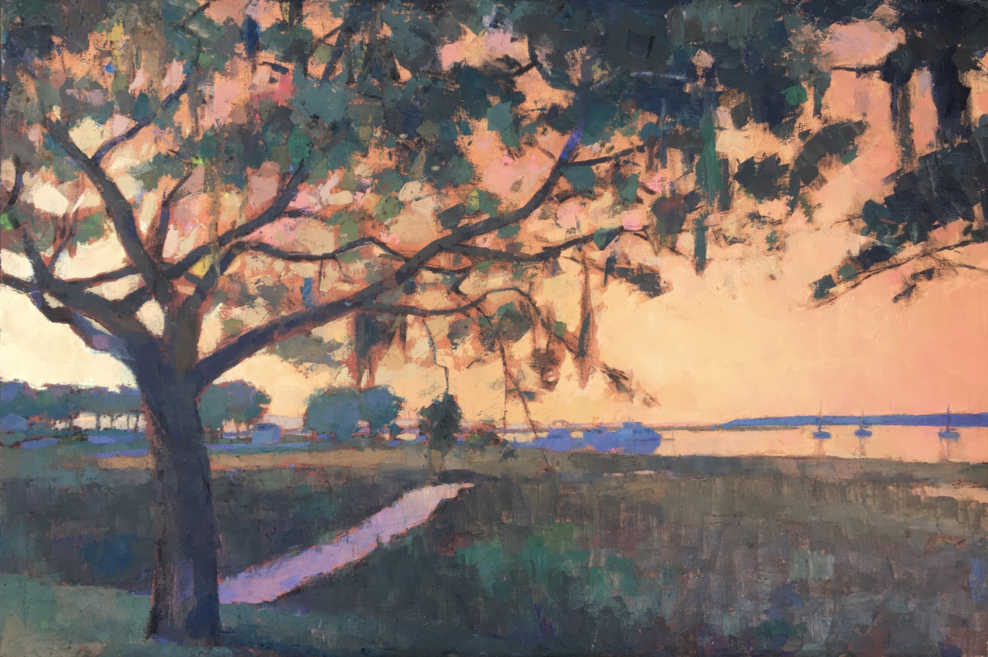 "Spanish Moss at Sunset" original oil painting by Larry Horowitz