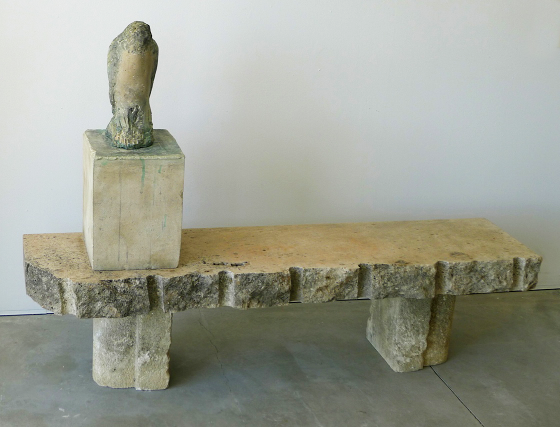Egyptian Falcon on bench by Jane Rosen