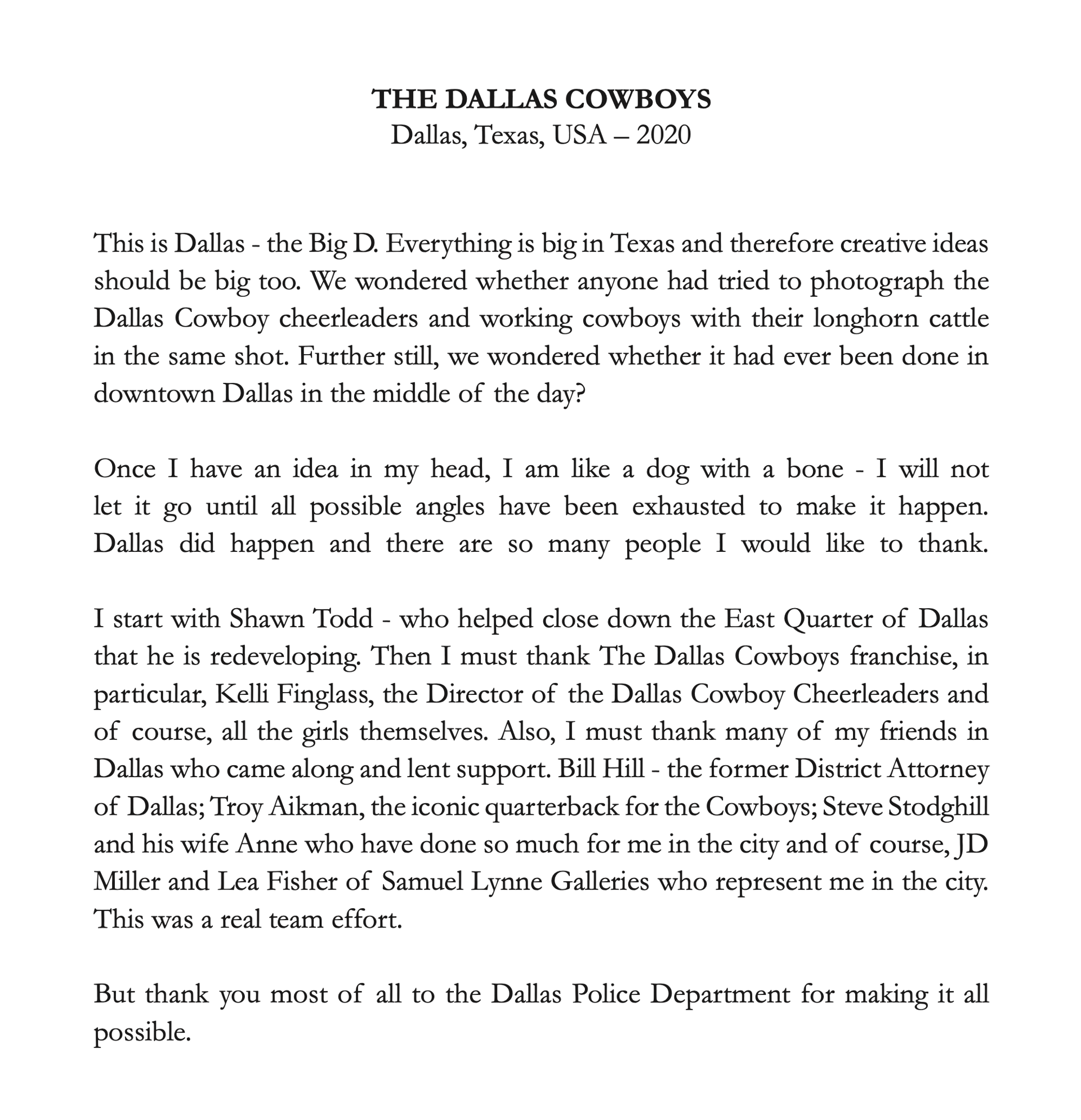 The Dallas Cowboys (Color) by David Yarrow