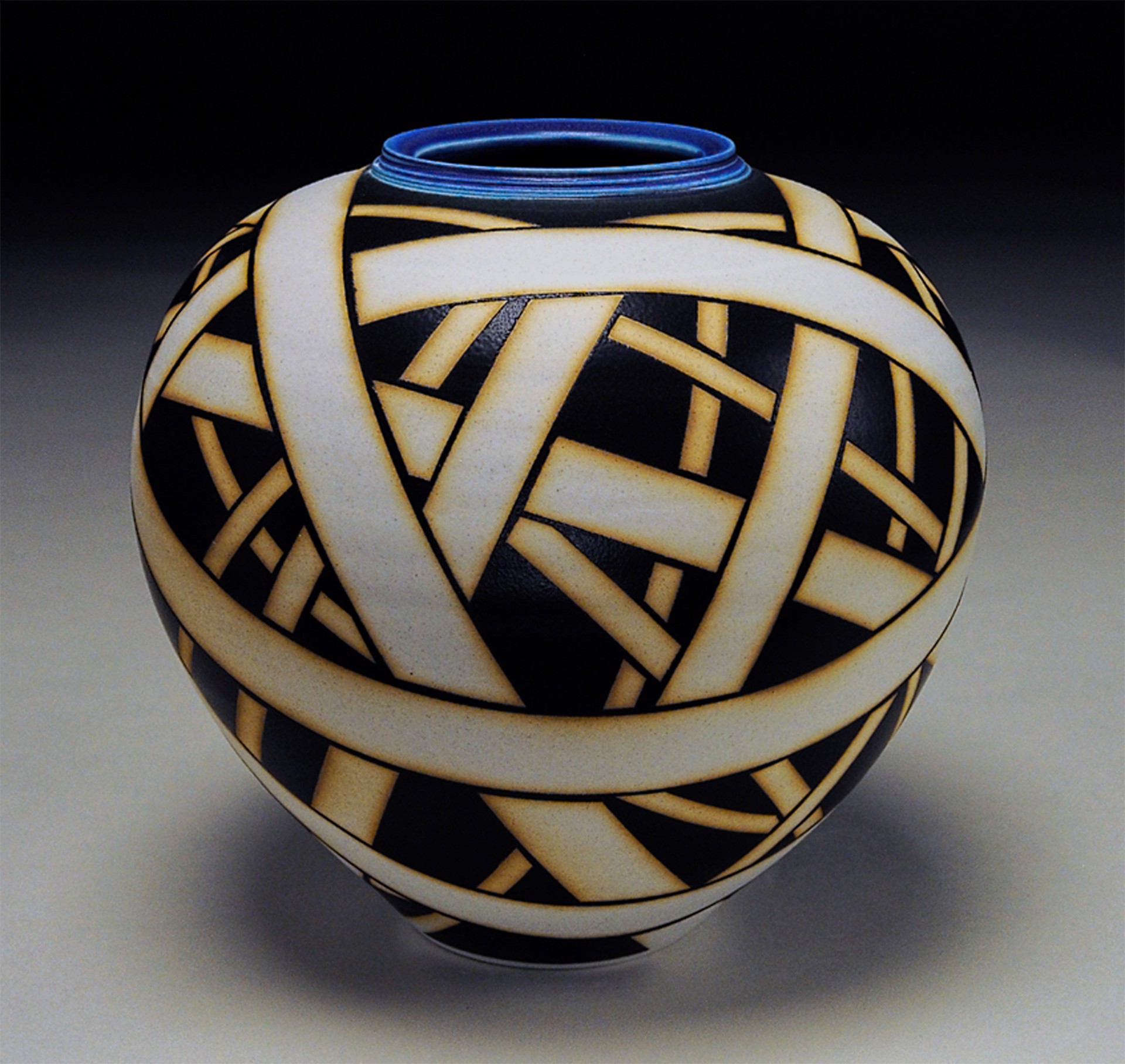 #87, Vessel with wrap and blue rim by N B