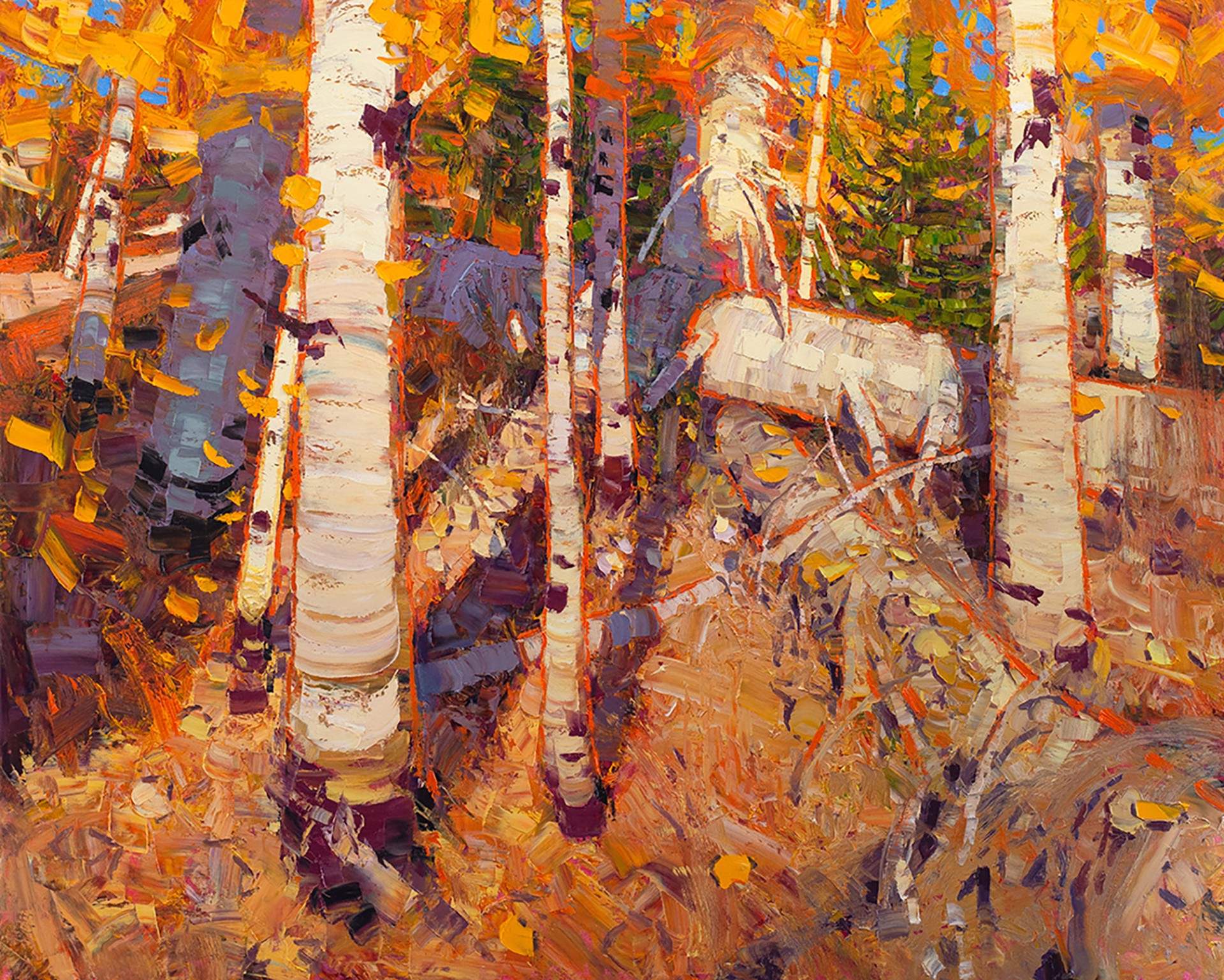 Original Oil Painting By Silas Thompson Of Aspens In The Fall