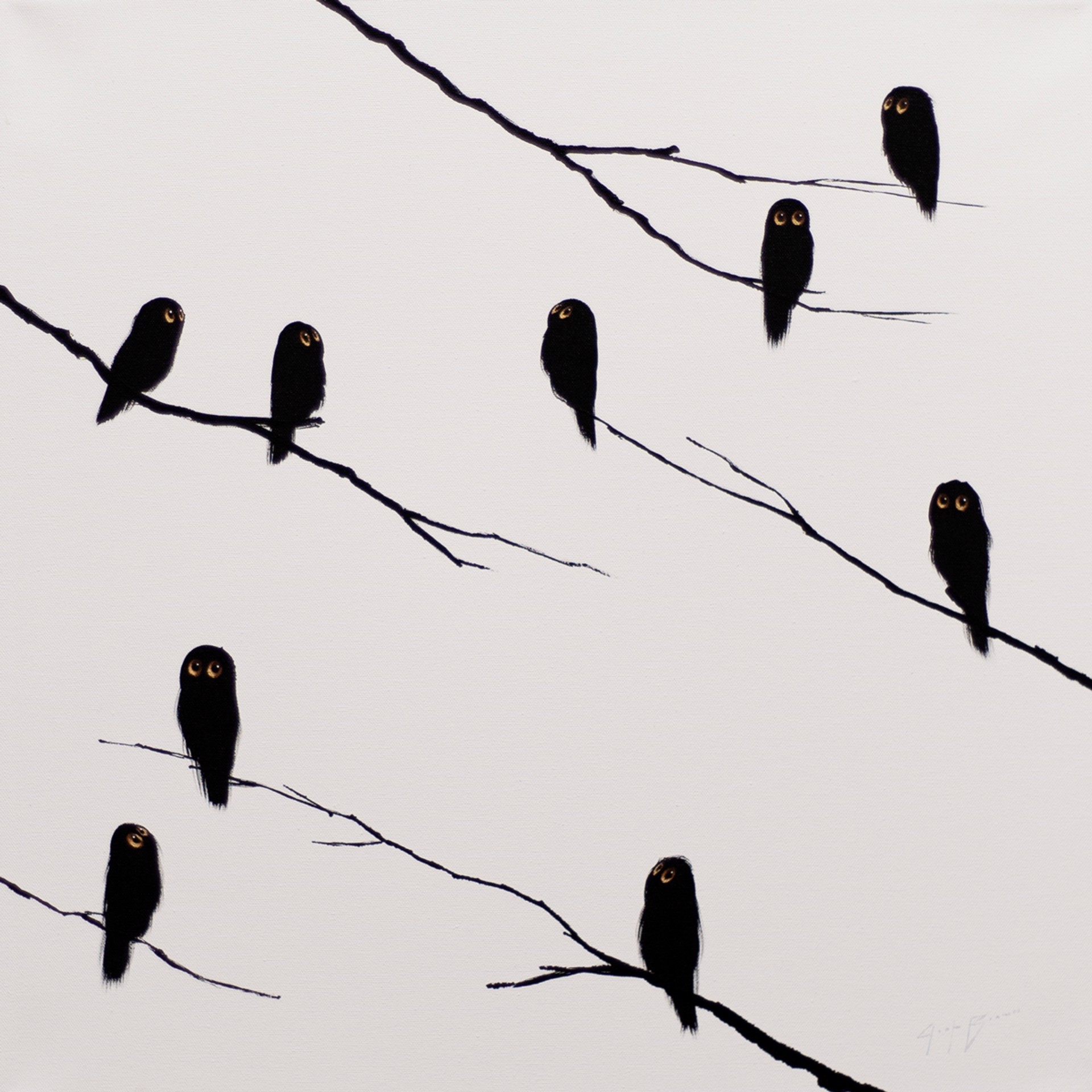 Nine Birds on White by Josh Brown