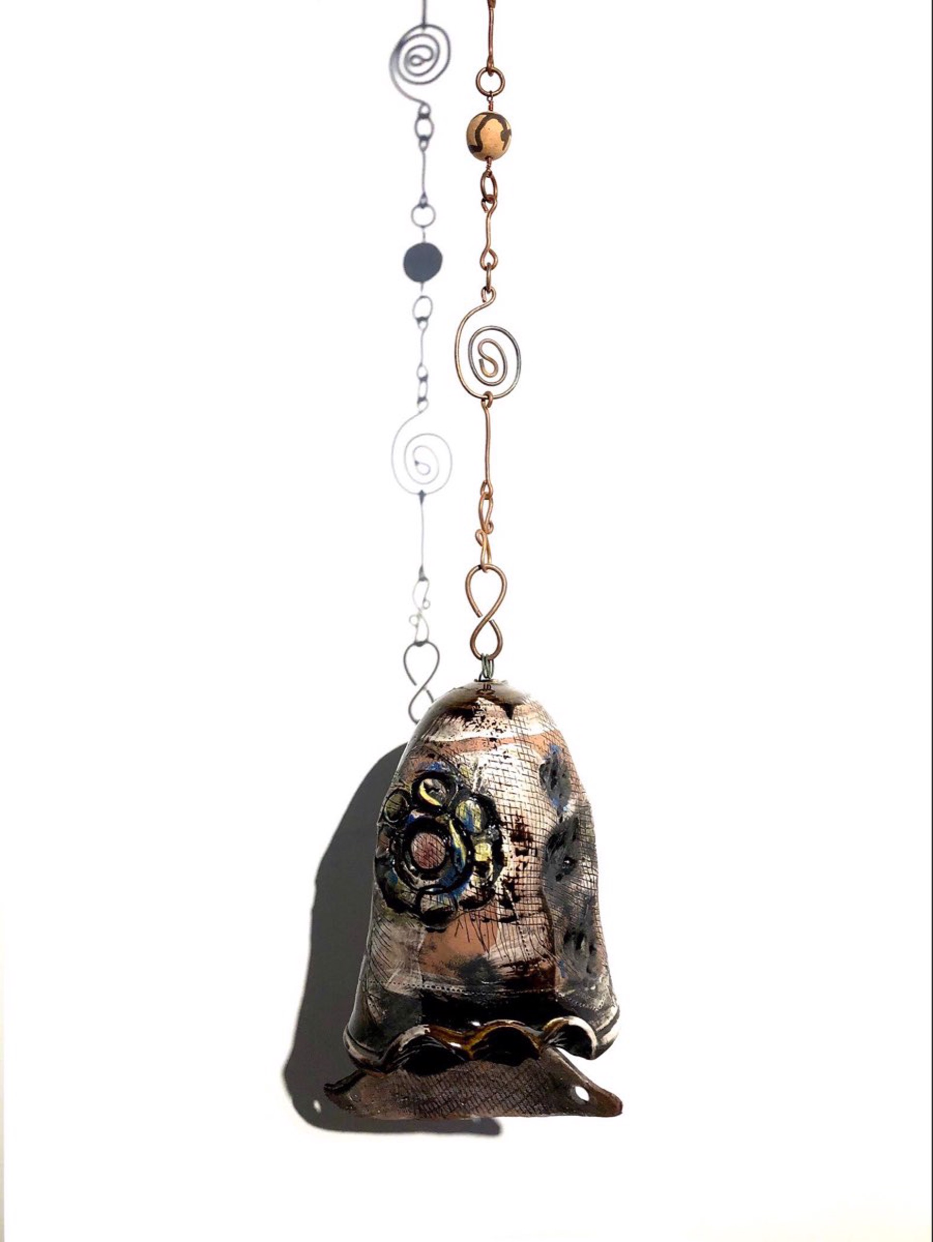 Medium Clay & Copper Bell by Mary Lynn Portera