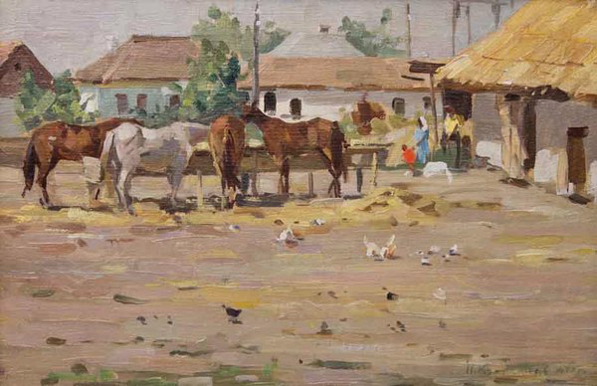 Horses at the Trough by Nadeszda Kompaniyets