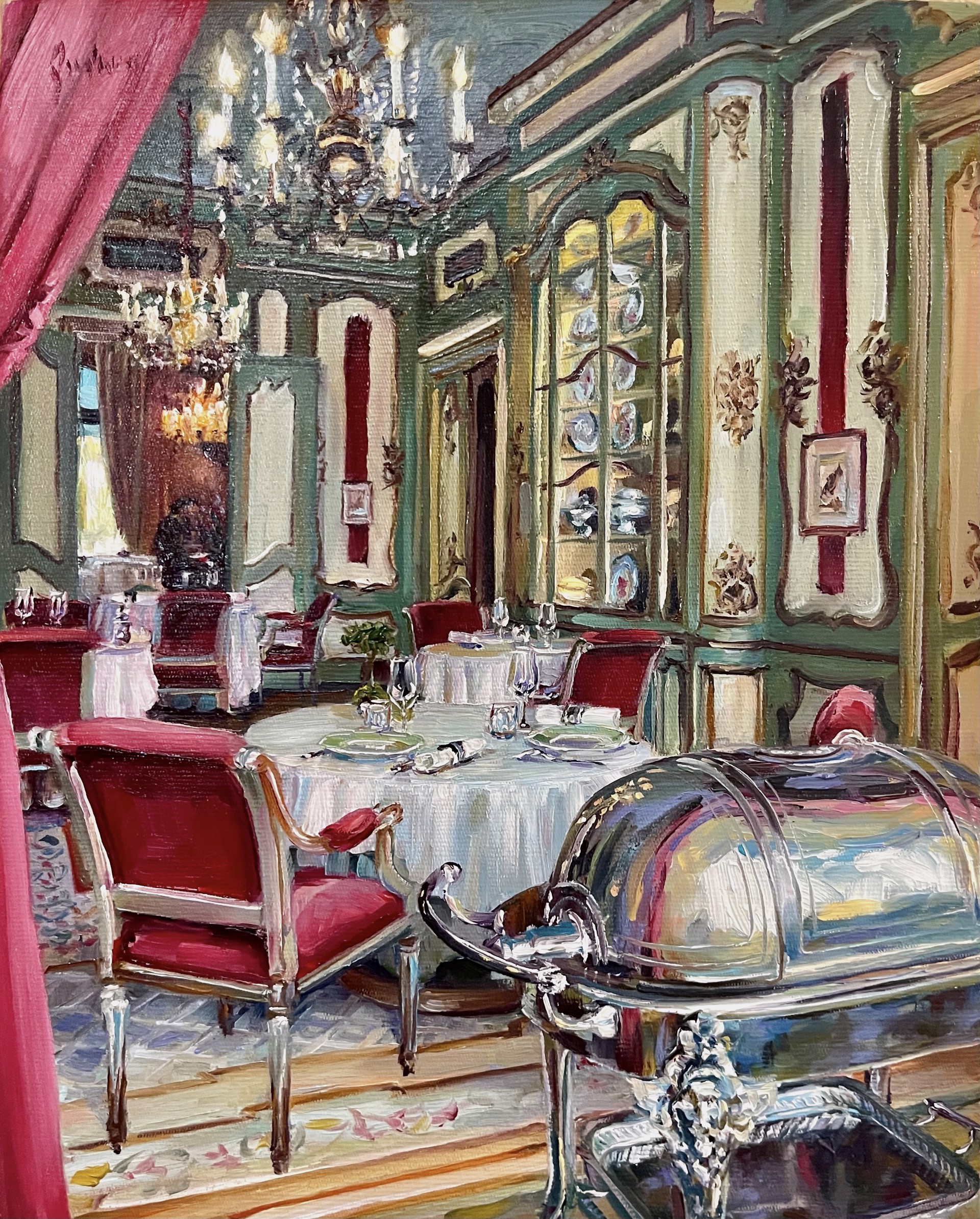 Silver Service Cart at Le Clarence, Paris by Lindsay Goodwin
