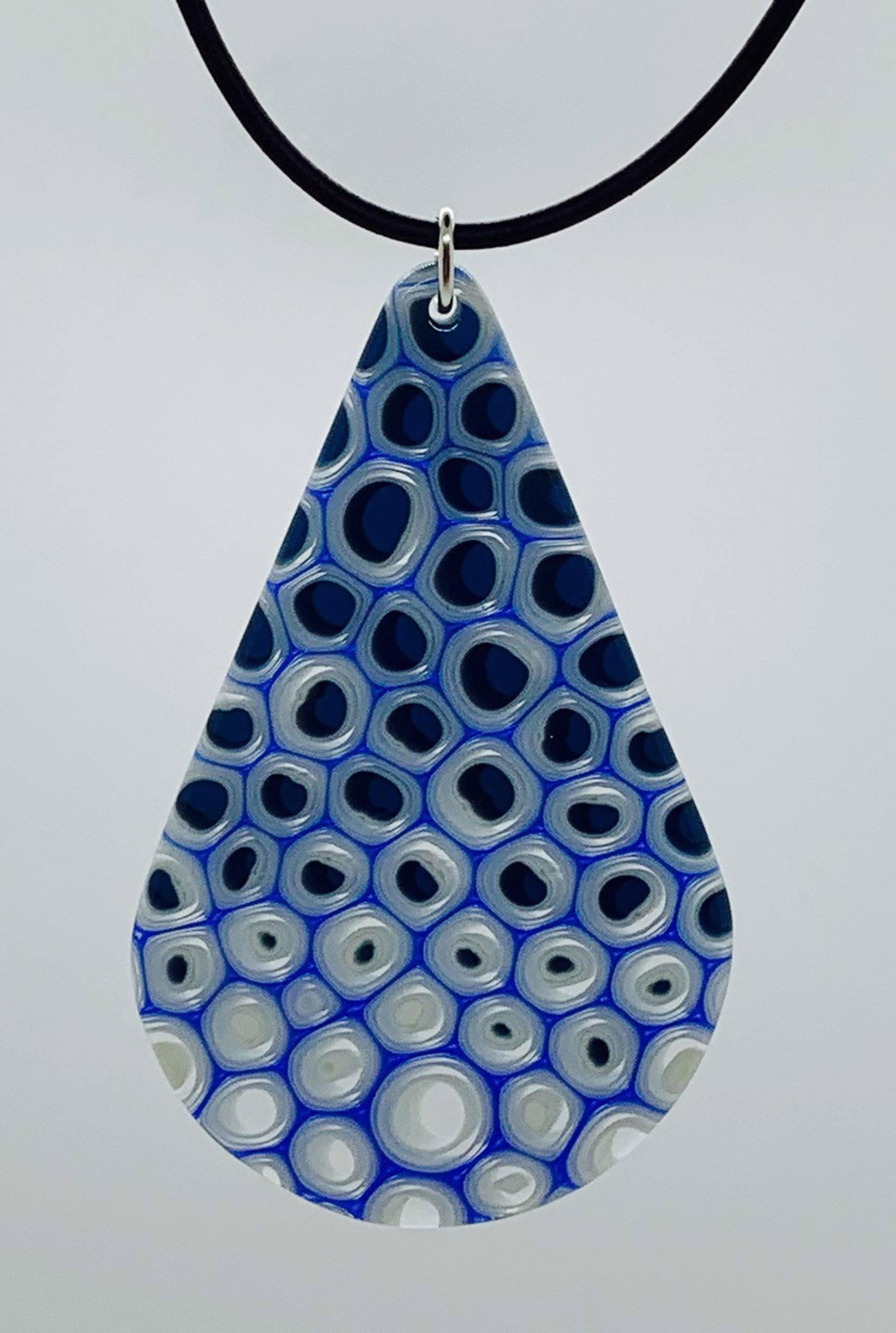 Murrini Large Teardrop Necklace - Dark cobalt by Chris Cox