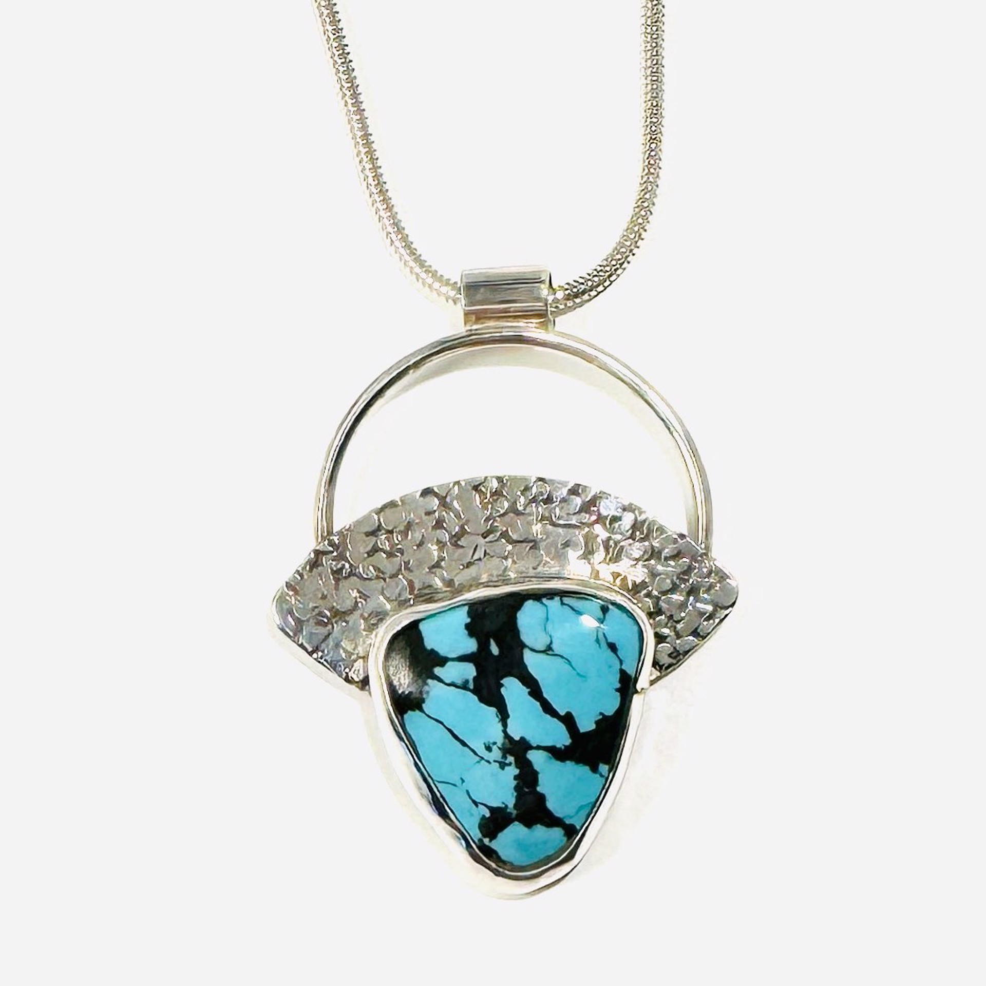 Hubei Turquoise Pendant on 18"snake chain AB23-117 by Anne Bivens