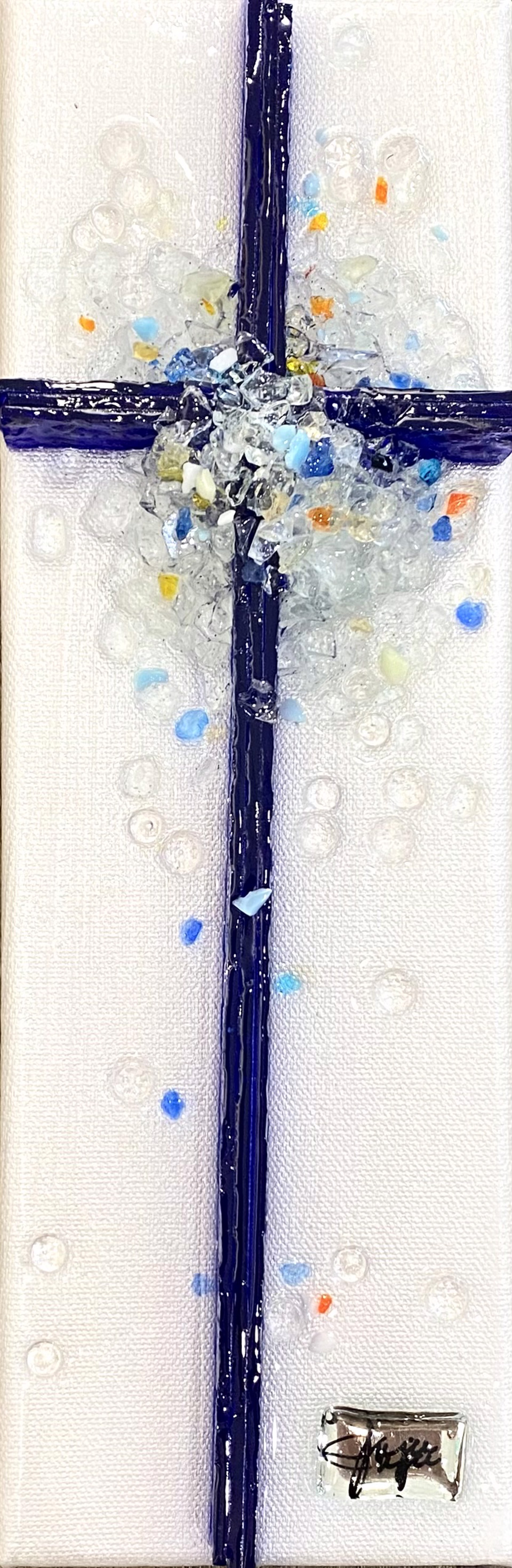 Cobalt Blue Cross by Good Juju Glass Art