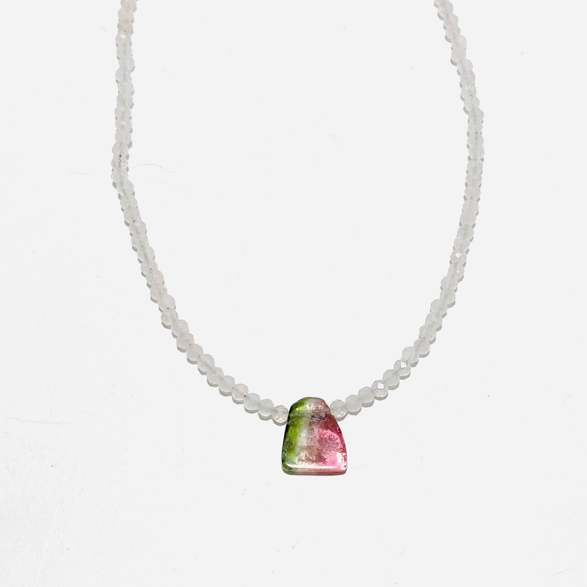 Tiny Rose Quartz Watermelon Tourmaline Focal Necklace by Nance Trueworthy