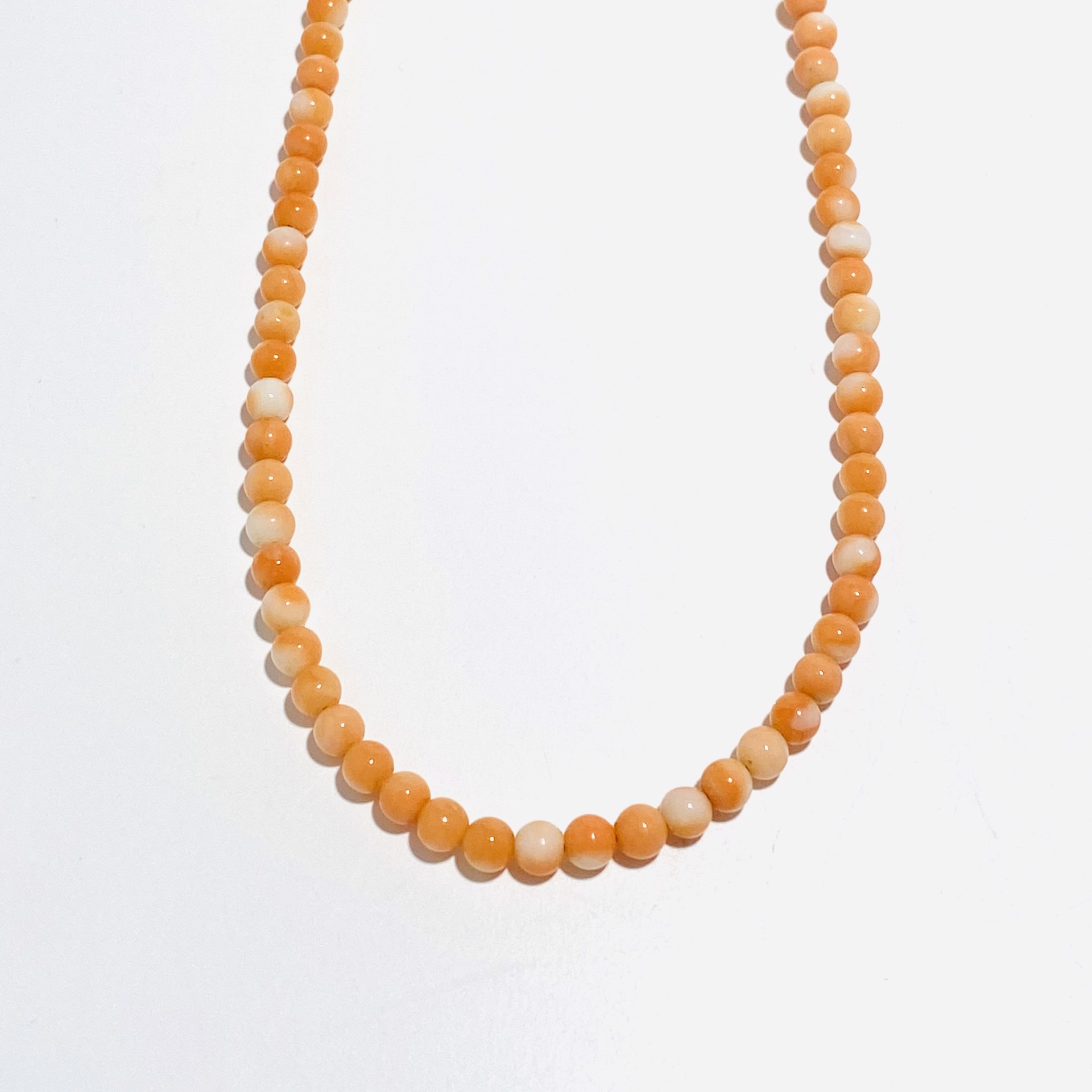 Small Round Coral Bead Strand Necklace by Nance Trueworthy