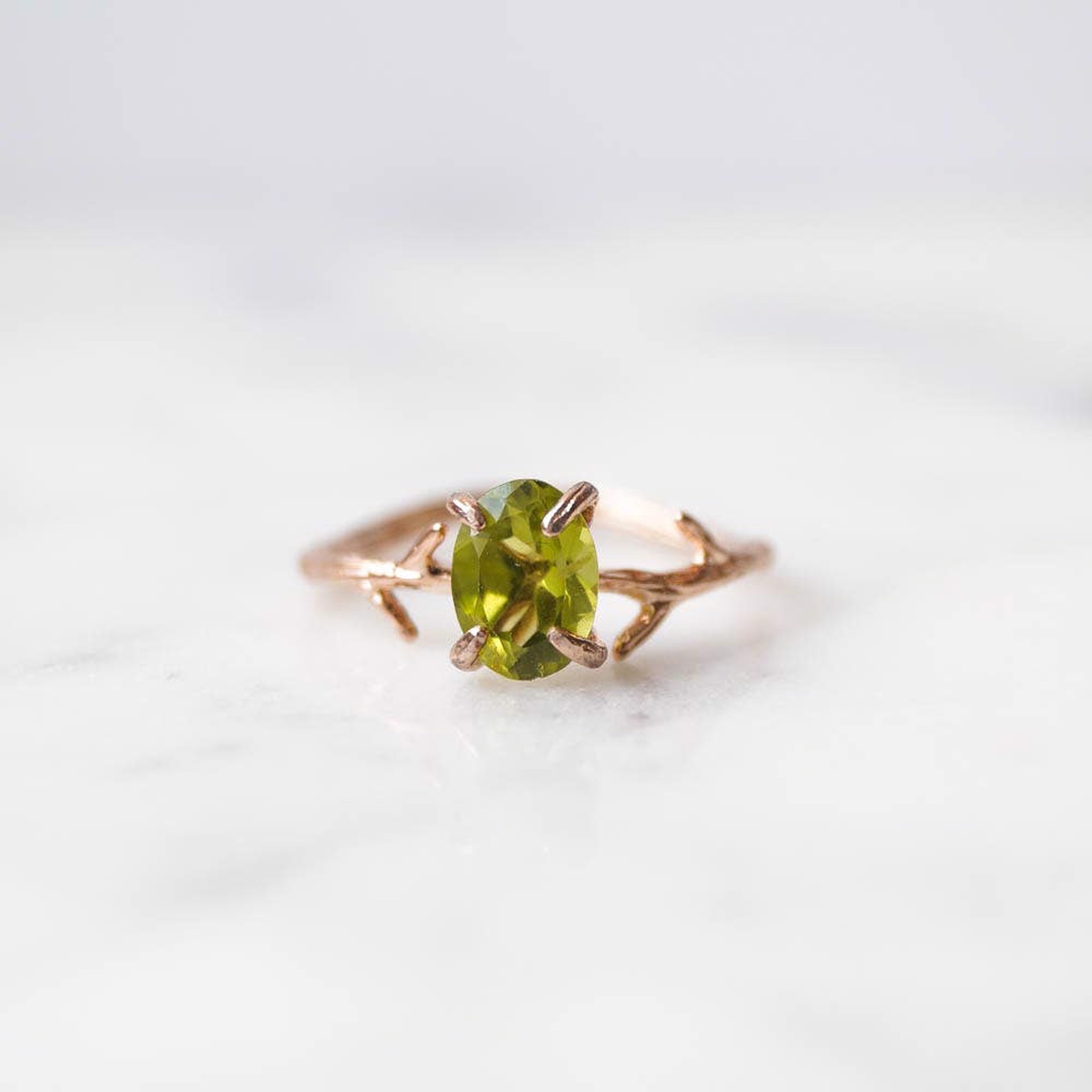 Peridot Ring in Rose Gold (Size 8) by Wander + Lust Jewelry
