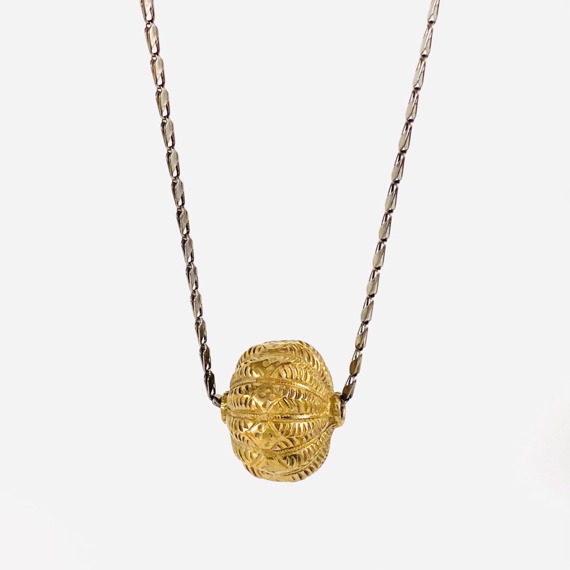Mixed Metal, Bali Bead 34'' Necklace by Soteria
