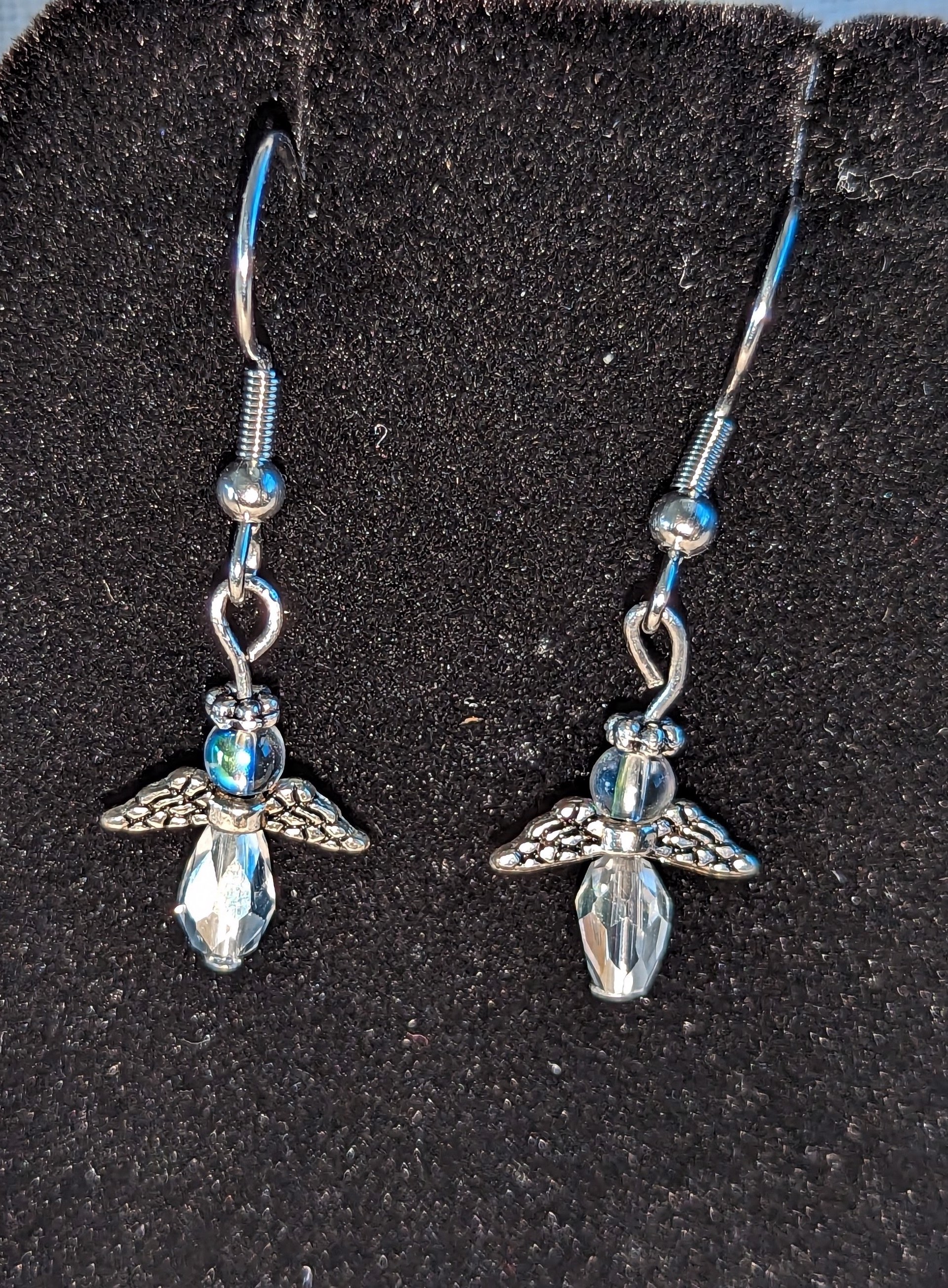 Clear Angel earrings by Betty Binder