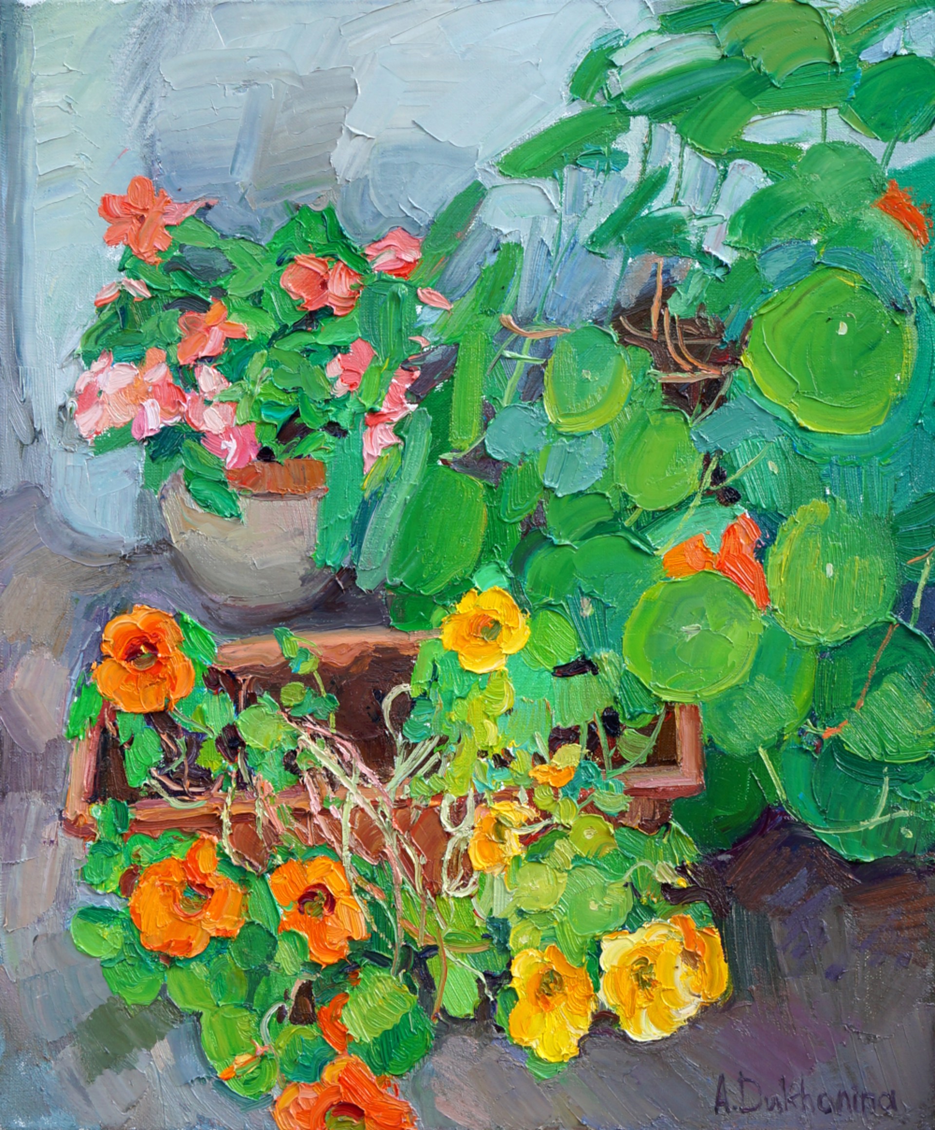 "Garden Flowers" original oil painting by Anastasia Dukhanina