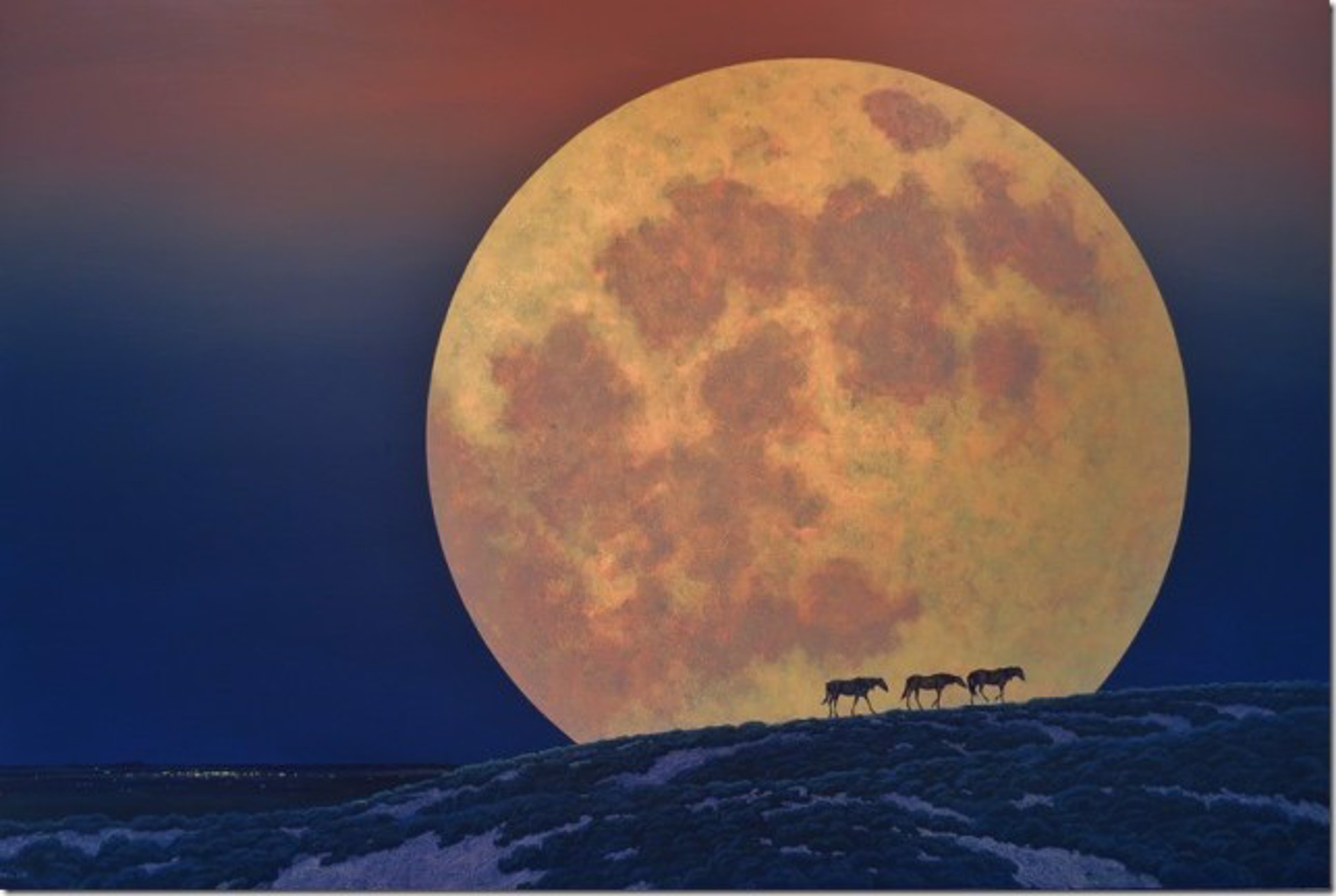 Moonrise and Horses no.6 by Phil Epp