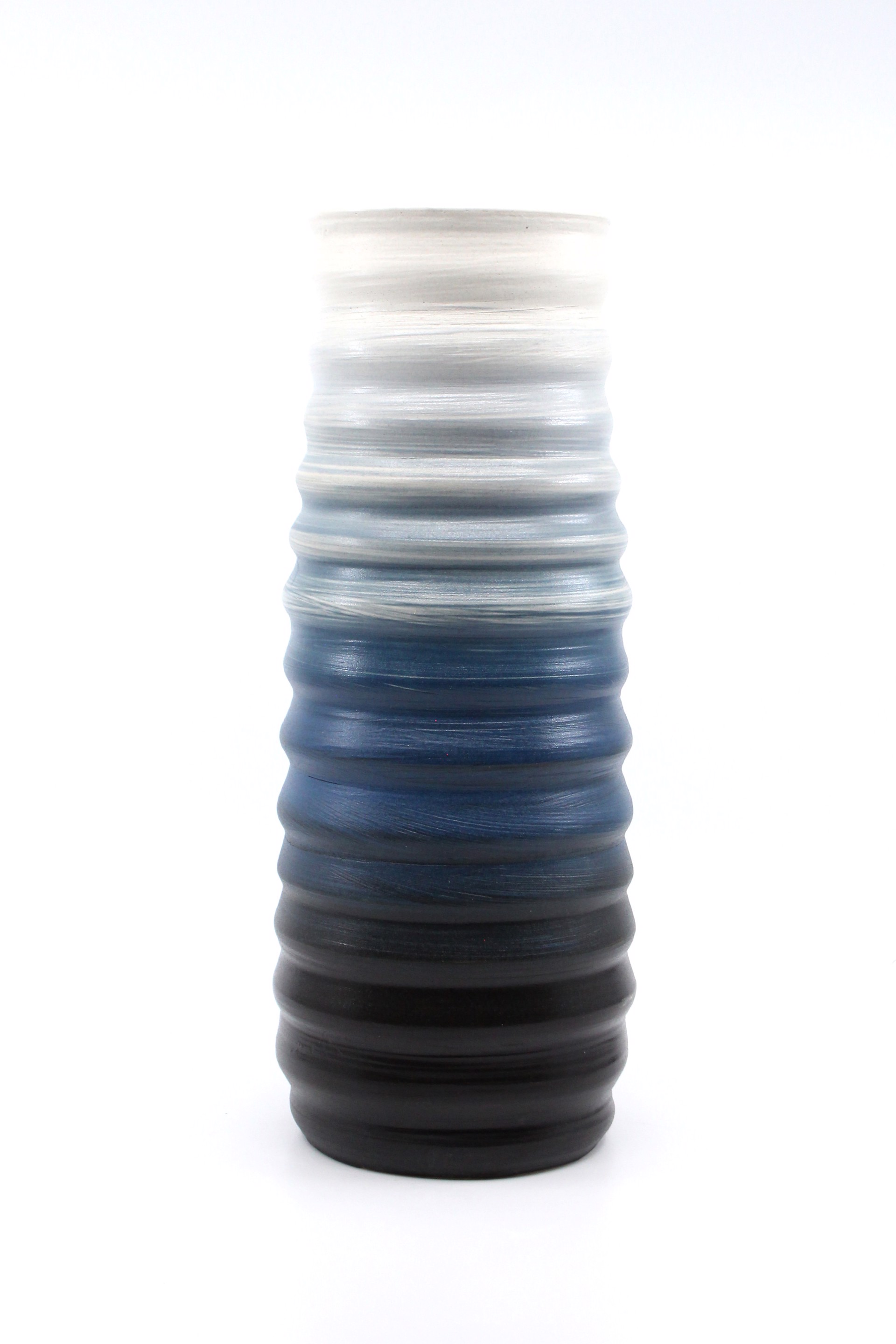 Tall Blue Ripple Vase by Heather Bradley