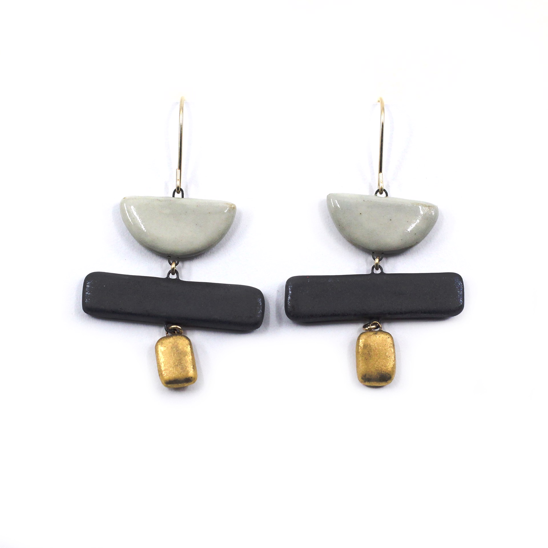Sage + Black + Gold Earrings by Jessica Wertz