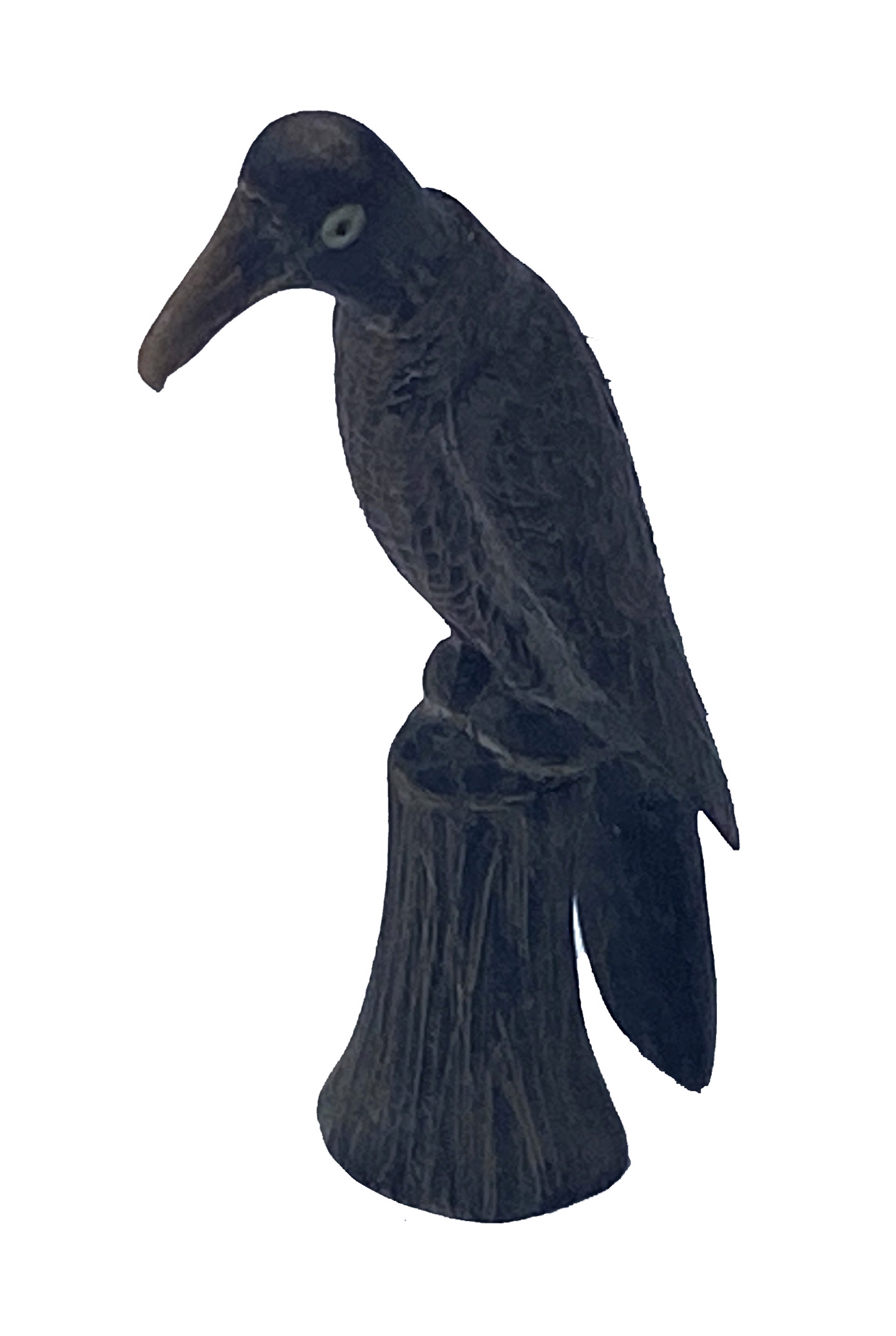 DS-39: extra small carved dark horn bird on base (large beak) by Dan Super