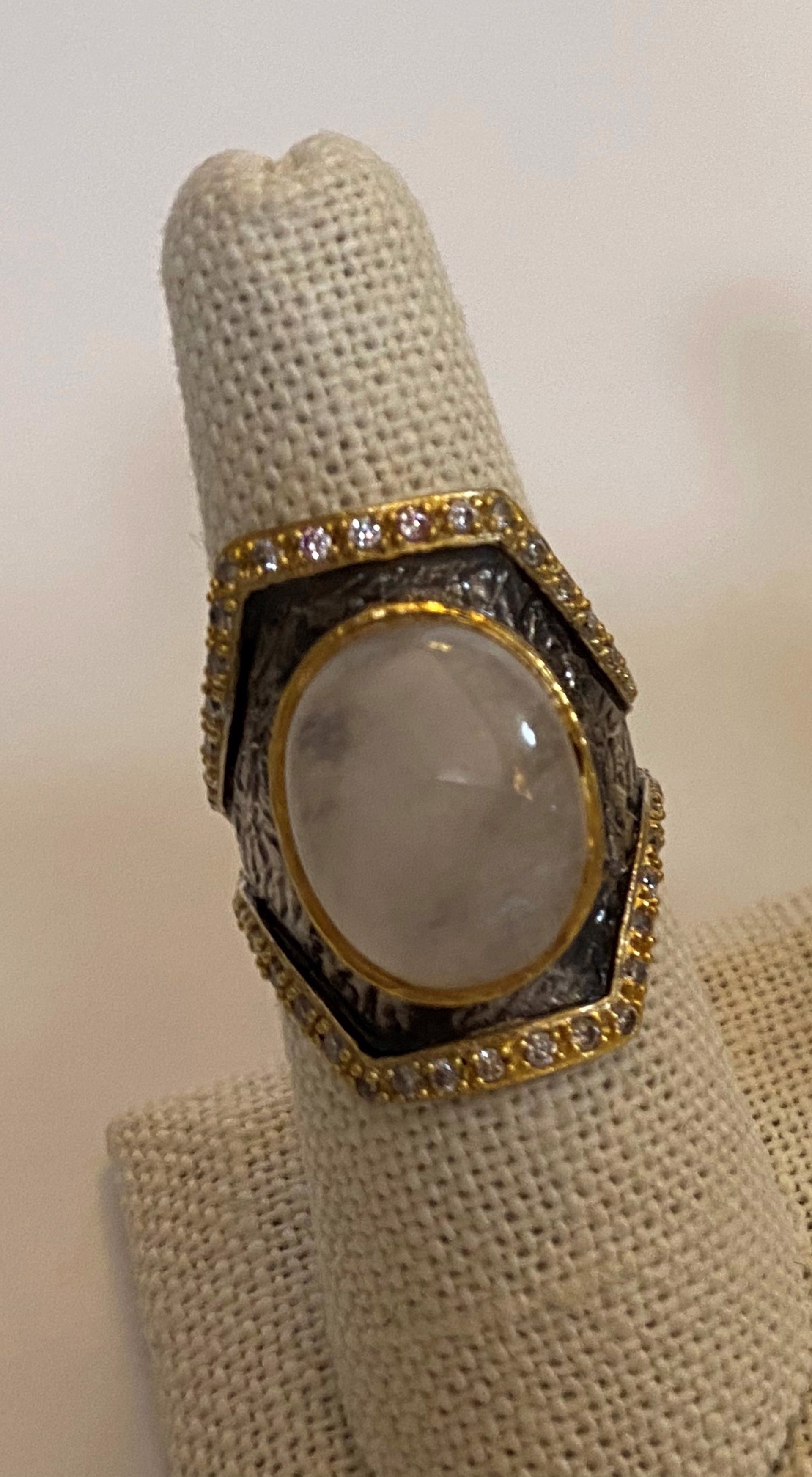 Hammered Ring - Moonstone by J.Catma