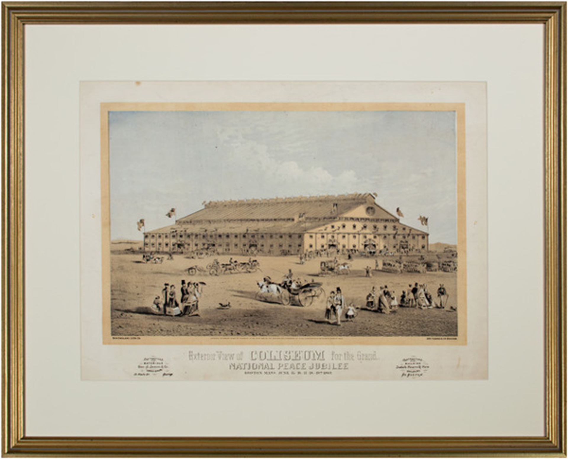 Exterior View of Coliseum For the Grand National Peace Jubilee, New England Litho Company by Unknown