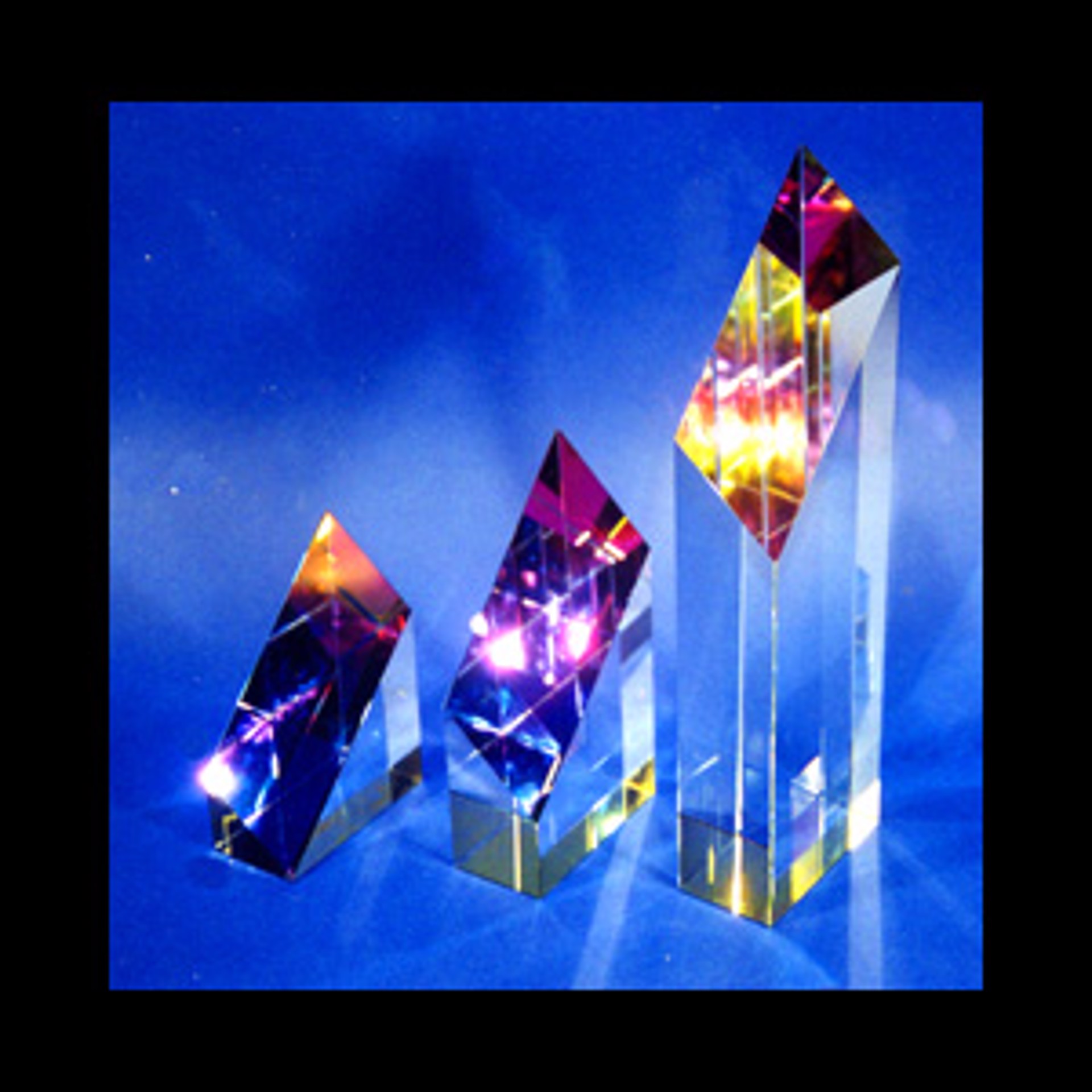 Crystal Sculpture 3 Piece Abstract Set by Harold Lustig