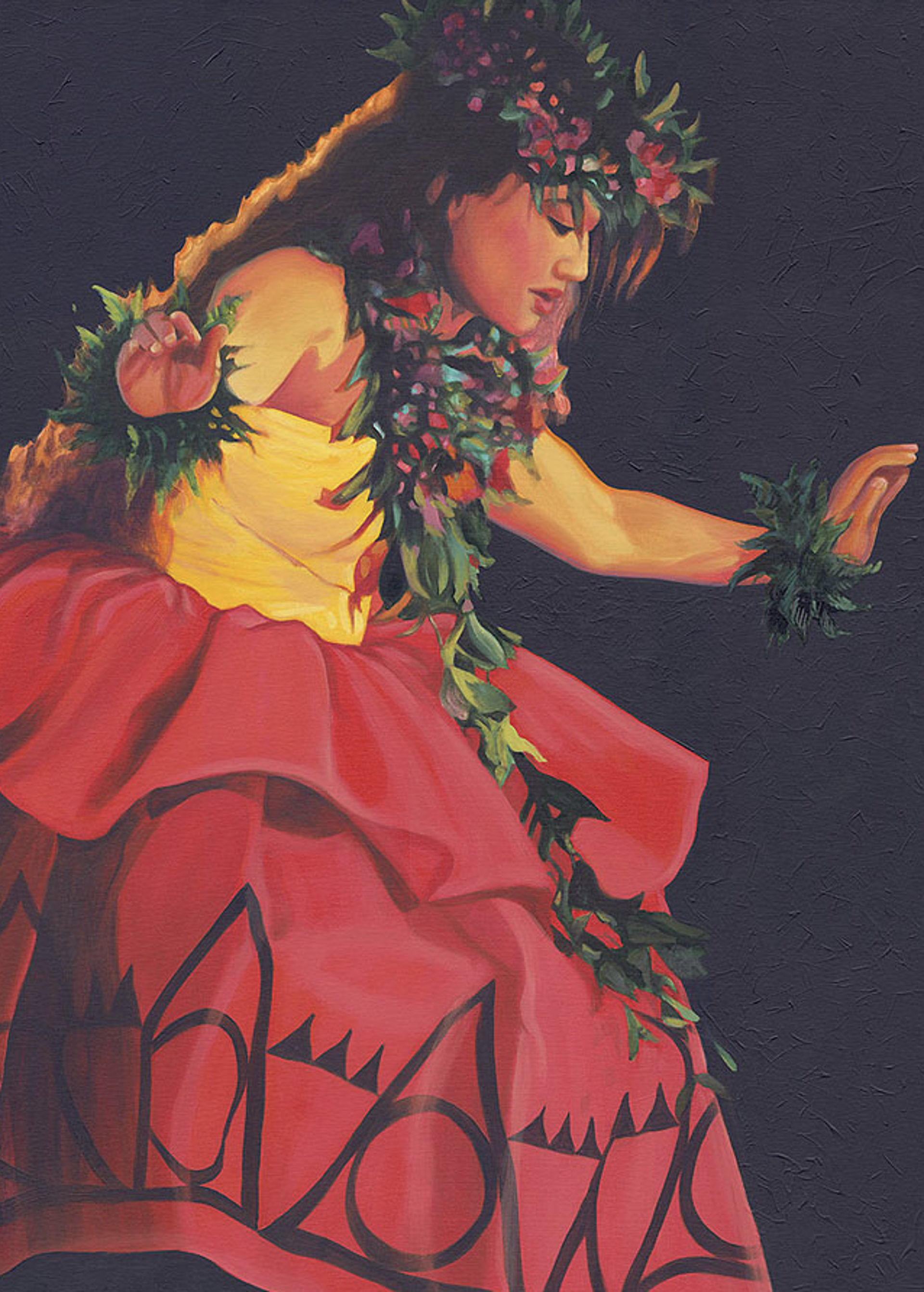 Hula Wahine in Red by Suzy Papanikolas