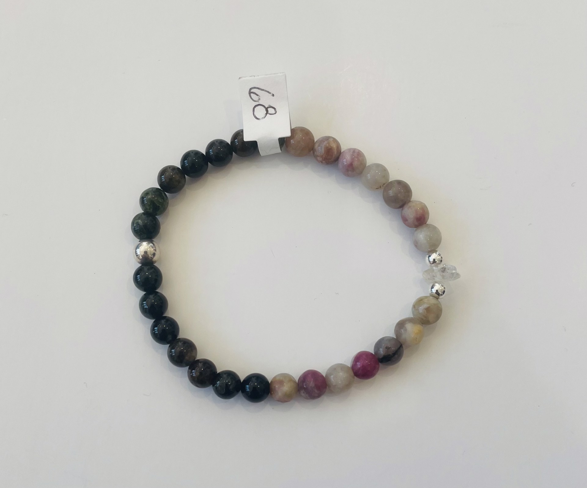 Multicolor Tourmaline with Herkimer and Sterling Bracelet by Emelie Hebert