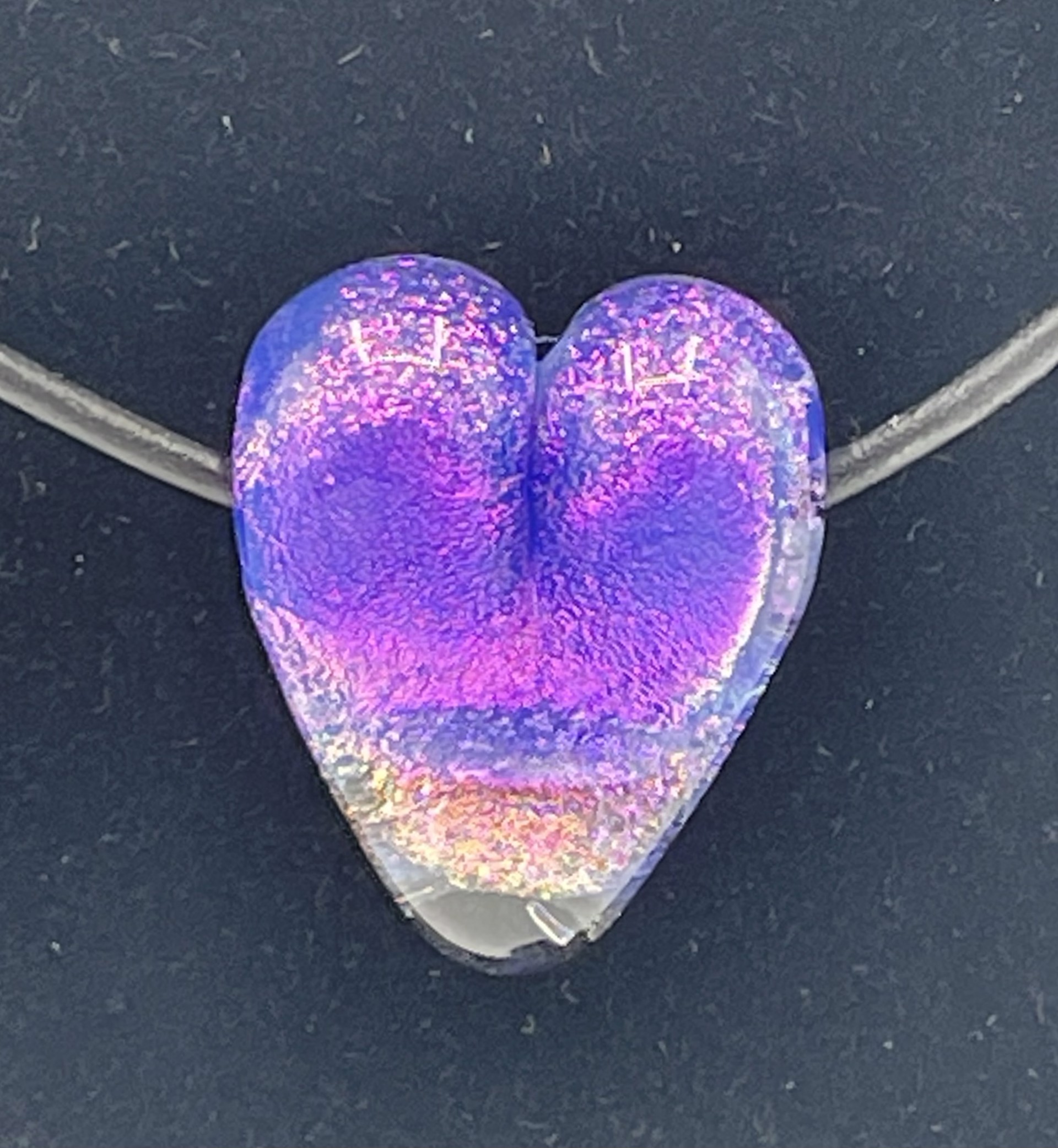 Blue Pink Dichroic Heart Bead Necklace by Emelie Hebert