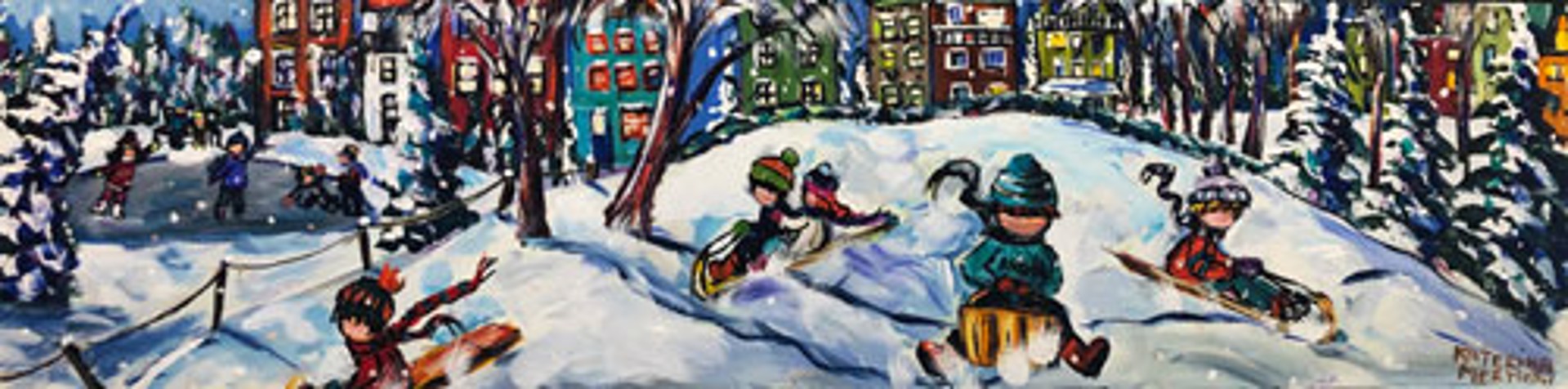 Snow Play Unframed (Frame $375) by Katerina Mertikas