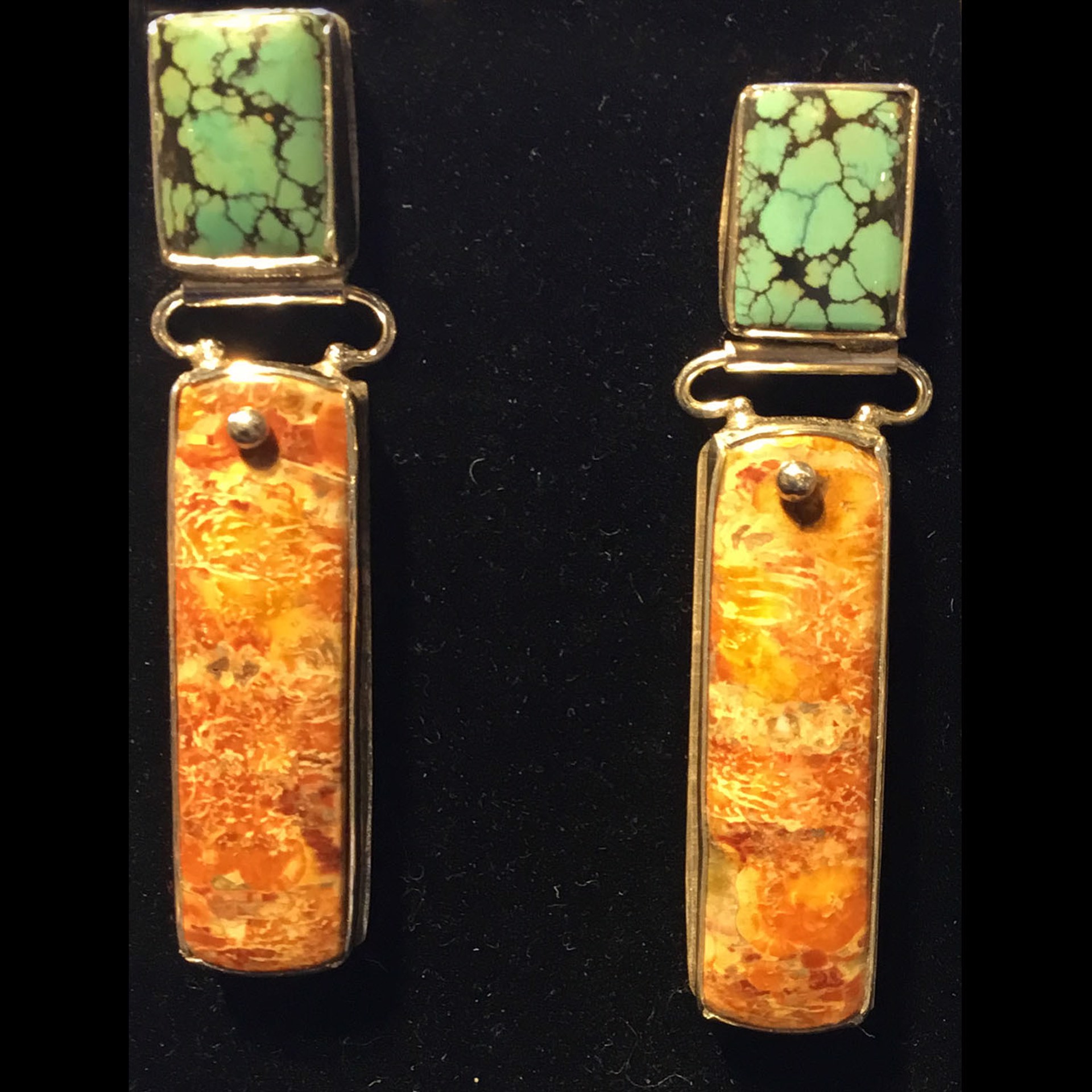 Cherry Creek Jasper & Turquoise Earrings by Michael Redhawk