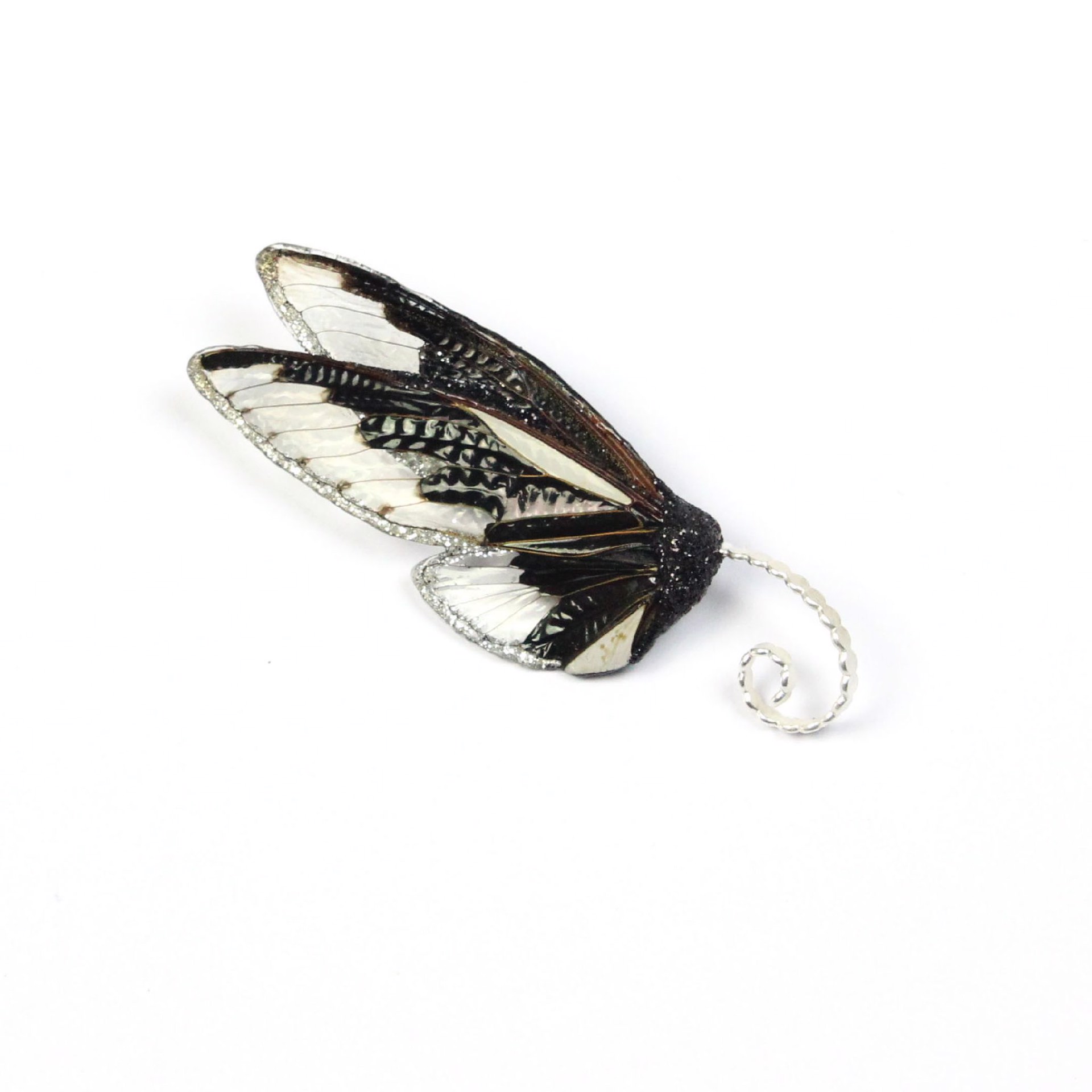 Black & White Cicada Brooch by Märta Mattsson